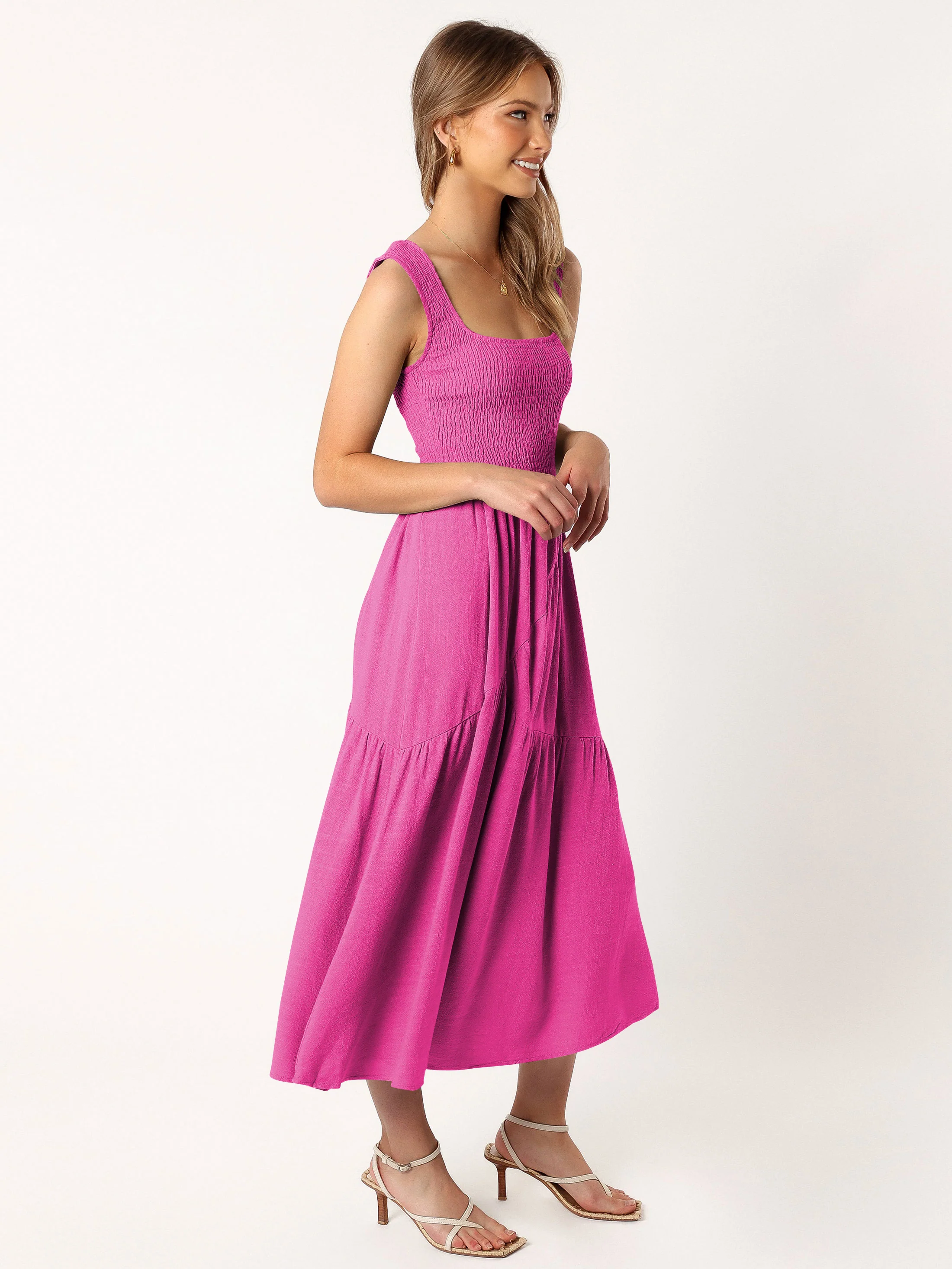 Feminine Frills Smocked Maxi Dress - Rose Pink - Image 3