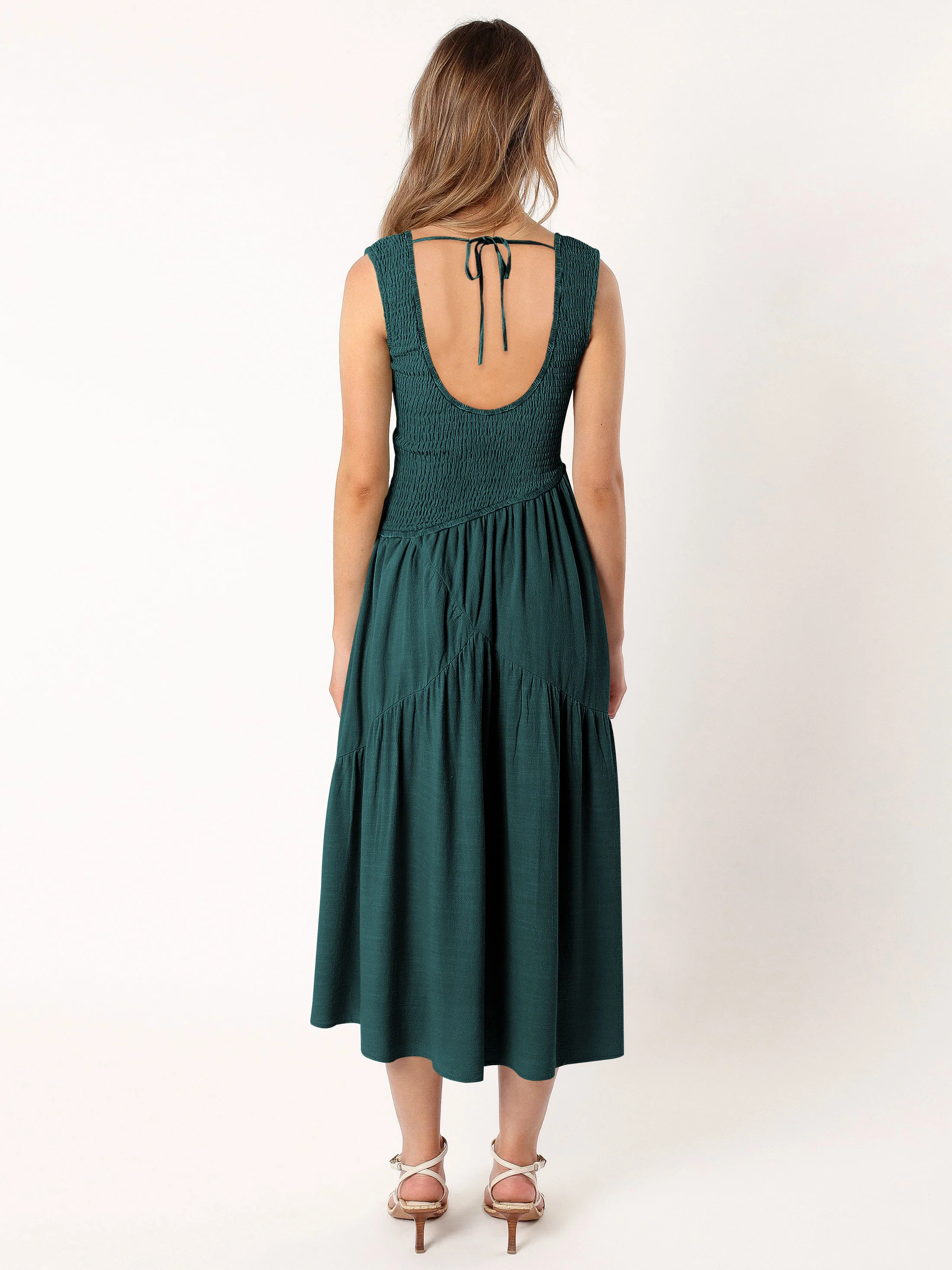 Feminine Frills Smocked Maxi Dress - Teal - Image 4