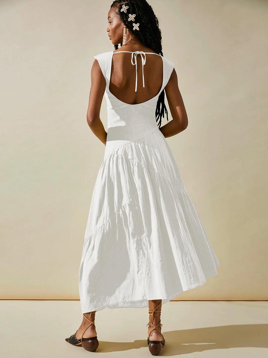 Feminine Frills Smocked Maxi Dress - White - Image 6