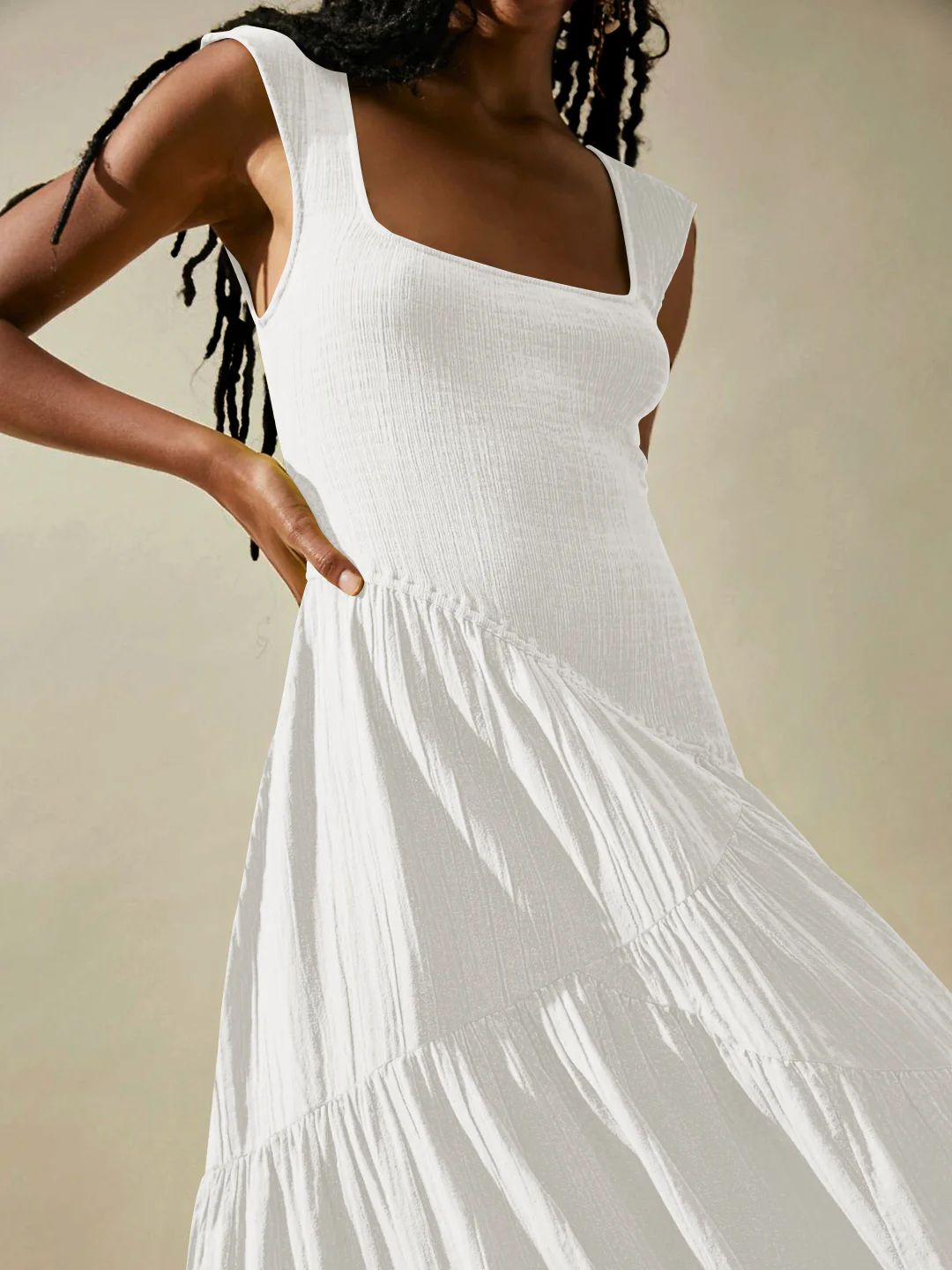 Feminine Frills Smocked Maxi Dress - White - Image 7