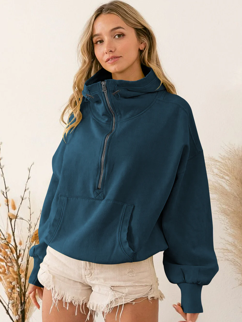 Fern Pocketed Hoodie Lightweight Jacket - Aegean - Image 2