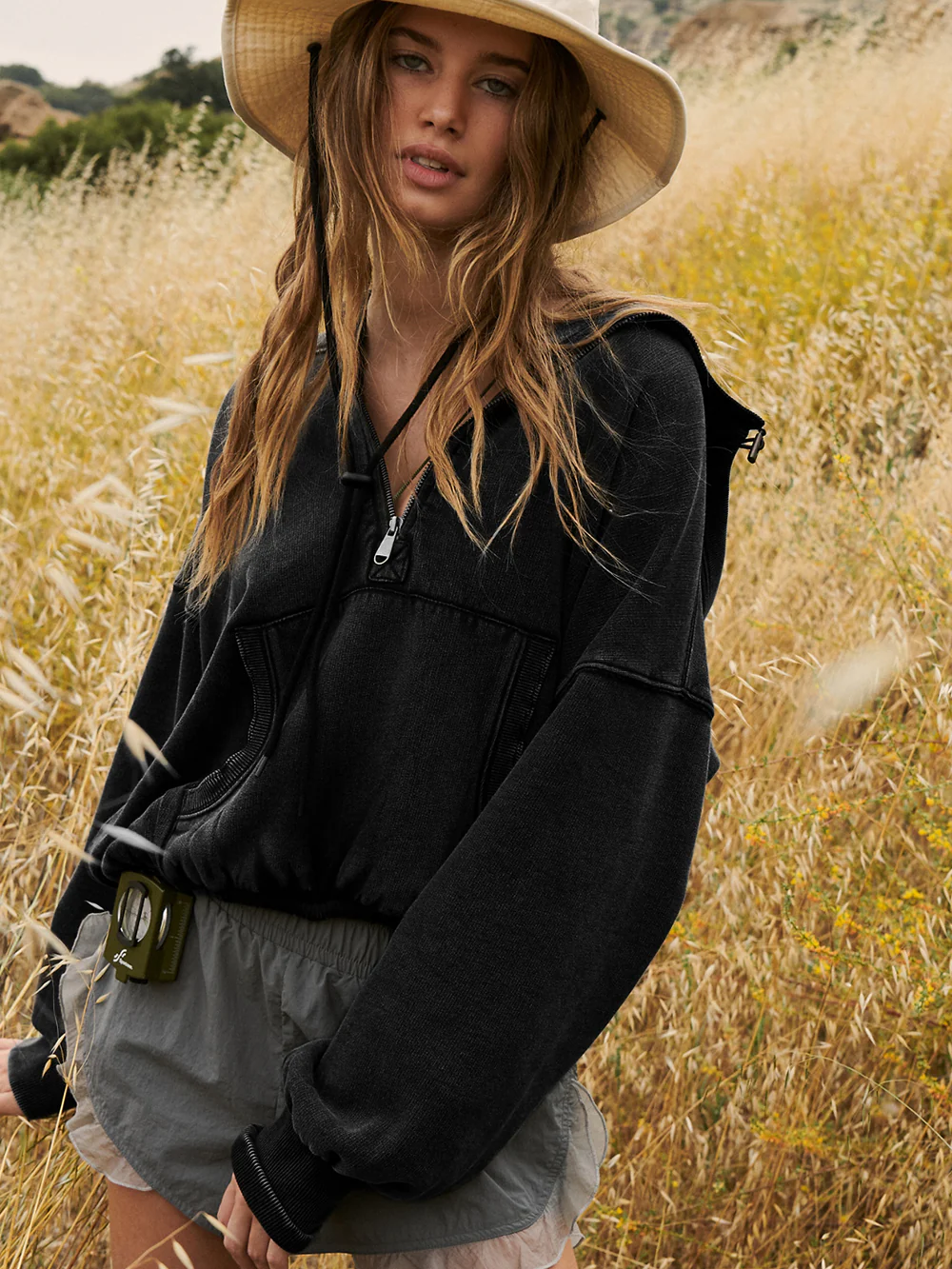 Fern Pocketed Hoodie Lightweight Jacket - Black - Image 2