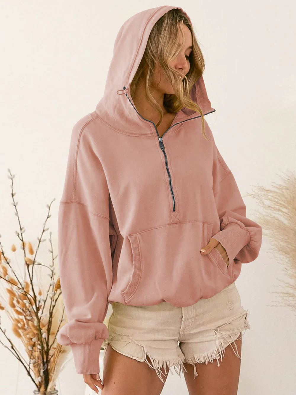 Fern Pocketed Hoodie Lightweight Jacket - Crepe - Image 7
