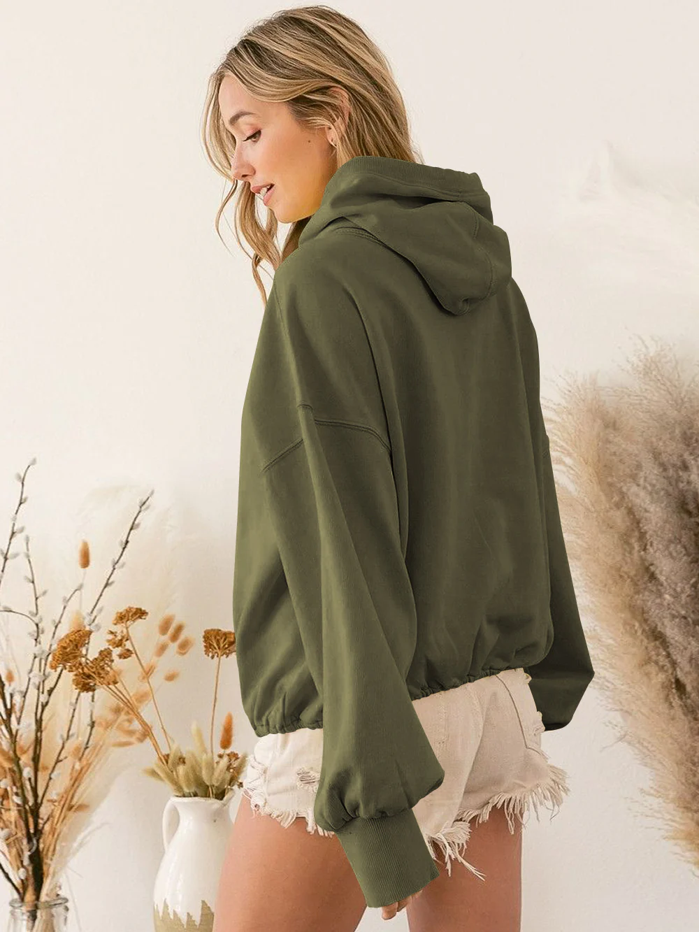 Fern Pocketed Hoodie Lightweight Jacket - Olive - Image 6