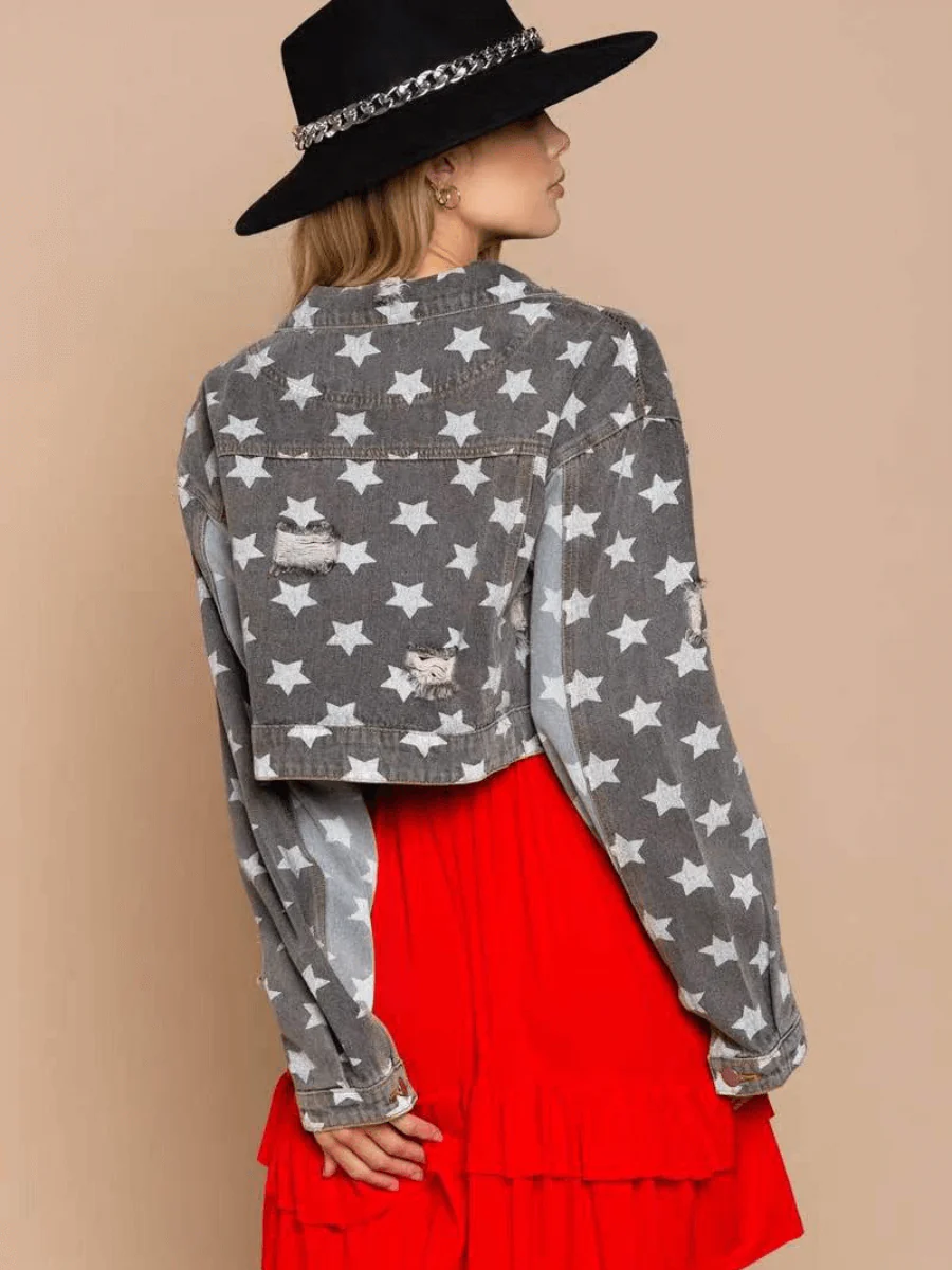 FESTIVAL STARS RIPPED DENIM SHACKET - Image 3