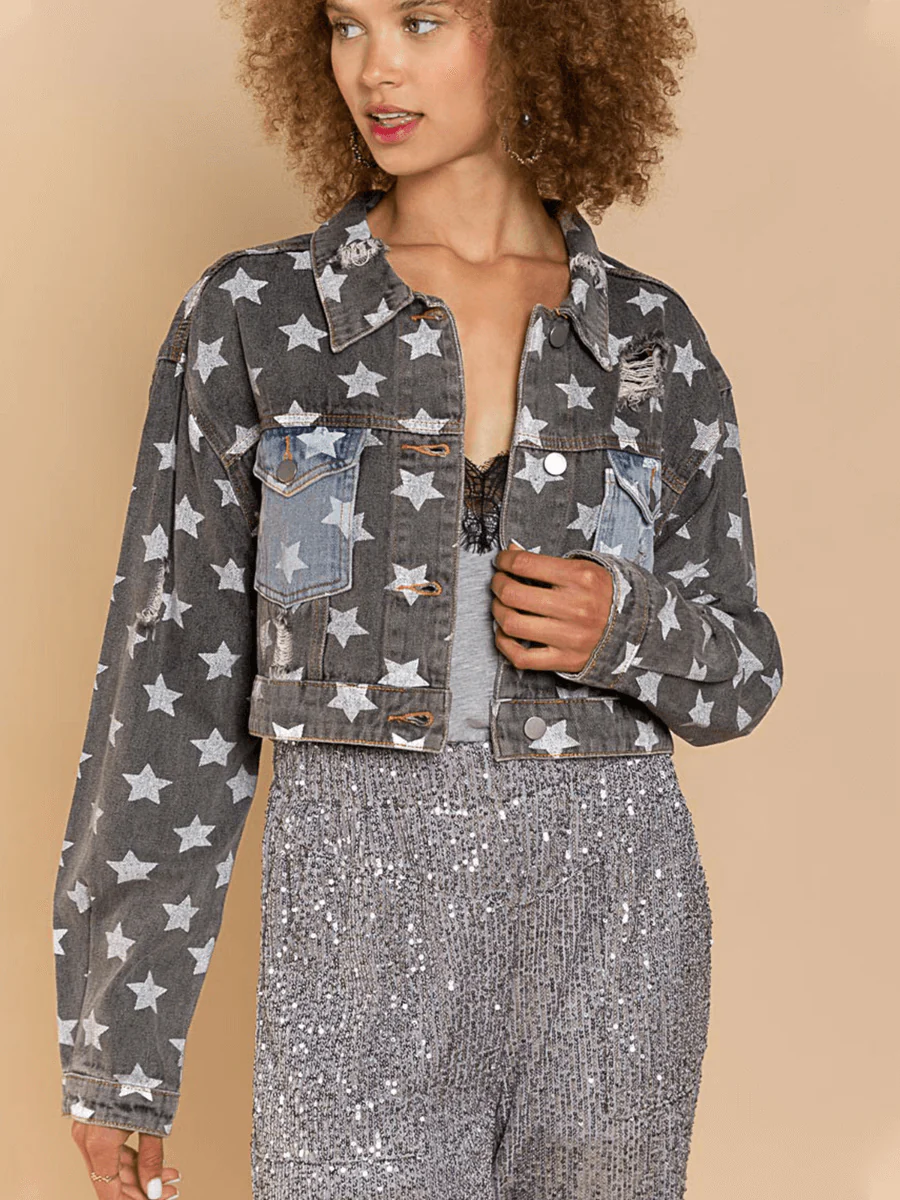 FESTIVAL STARS RIPPED DENIM SHACKET - Image 4