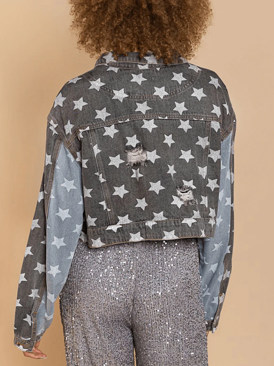 FESTIVAL STARS RIPPED DENIM SHACKET - Image 6
