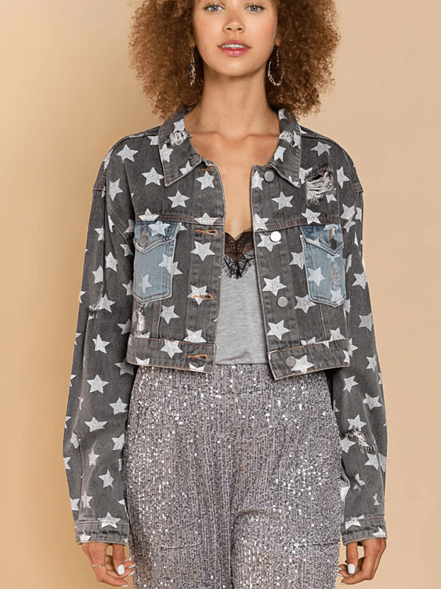 FESTIVAL STARS RIPPED DENIM SHACKET - Image 8