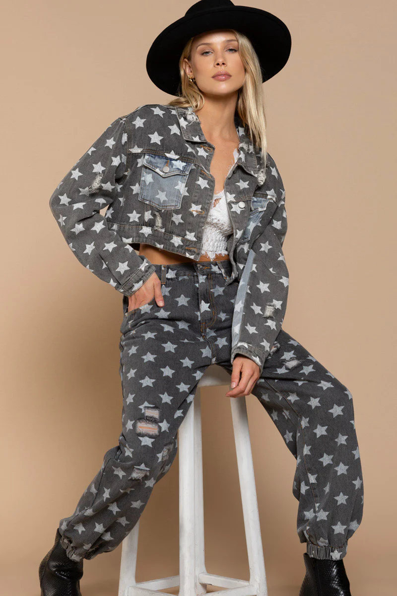 FESTIVAL STARS RIPPED DENIM SHACKET - Image 9