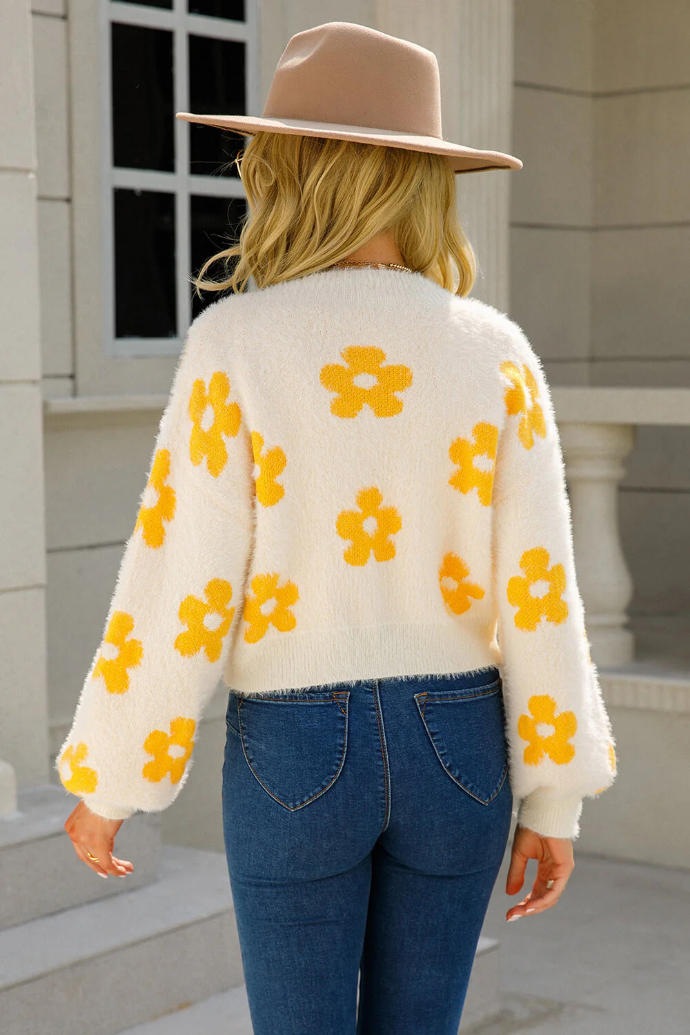 Field Of Daisies Knit Cardigan - Beige - Image 5