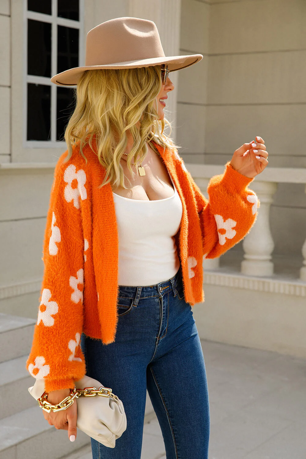 Field Of Daisies Knit Cardigan - Orange - Image 3
