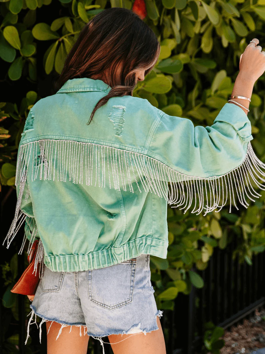 FIESTA LIFE CURTAIN FRINGE DENIM JACKET - Image 3