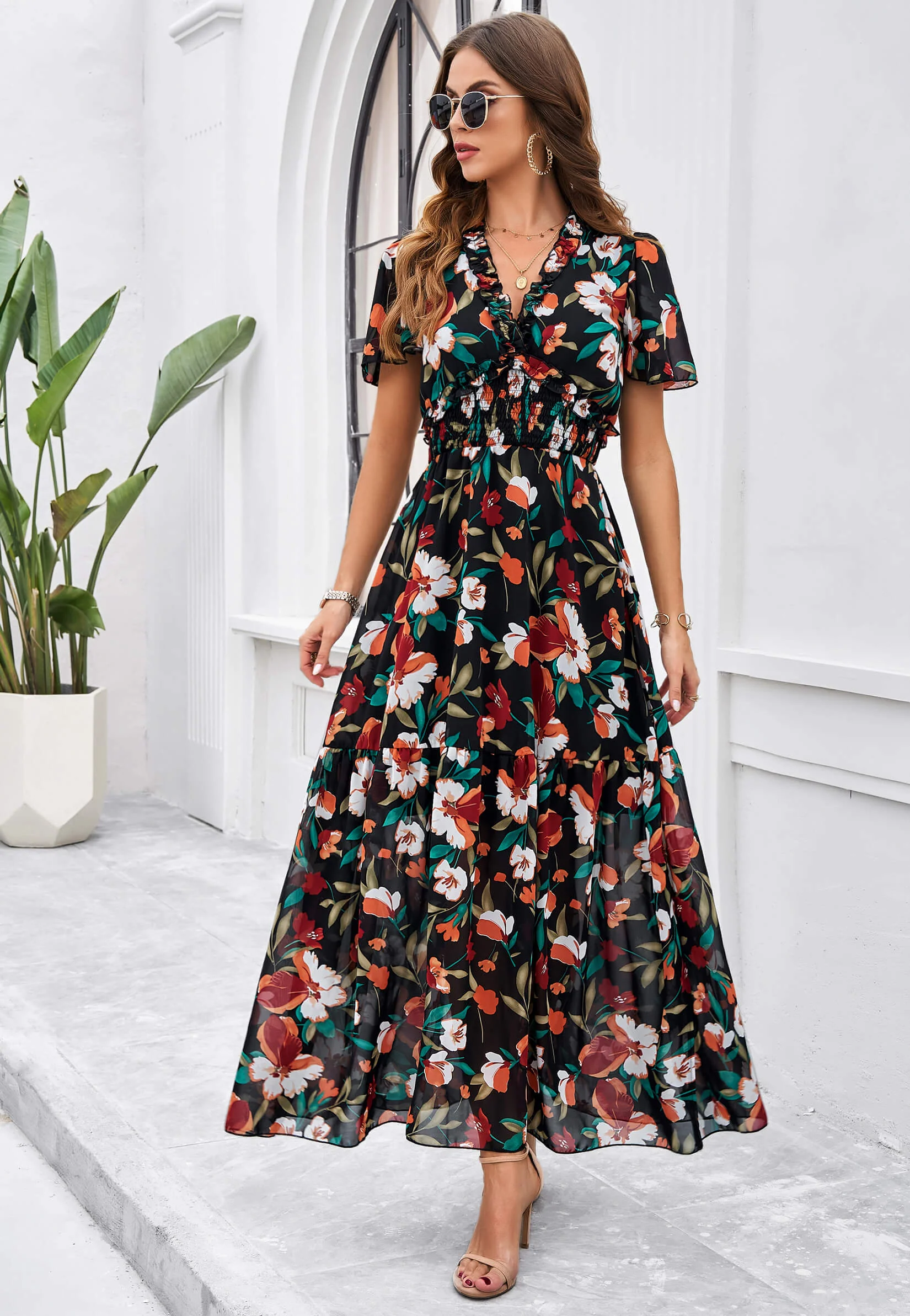 Fiora Floral Maxi Dress - black - Image 2