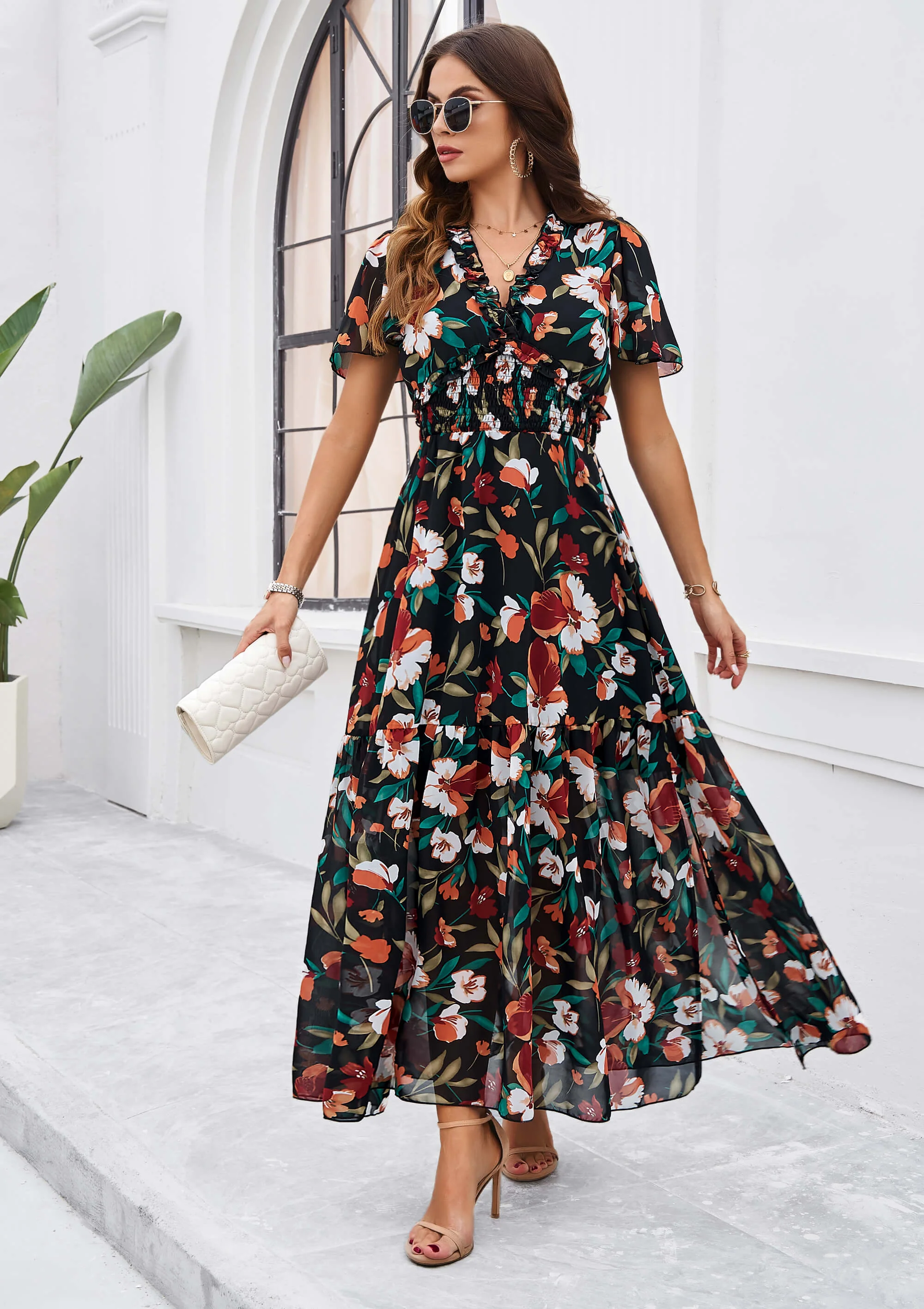 Fiora Floral Maxi Dress - black - Image 3