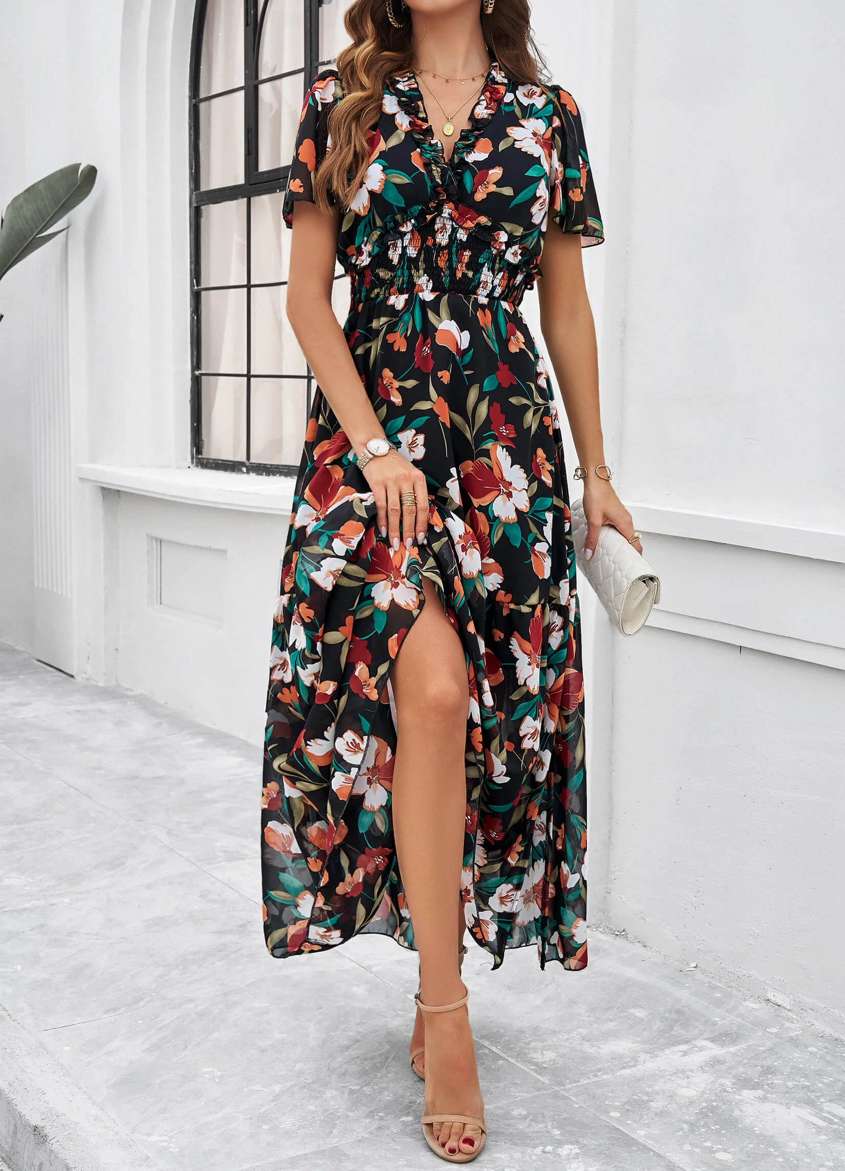 Fiora Floral Maxi Dress - black - Image 4