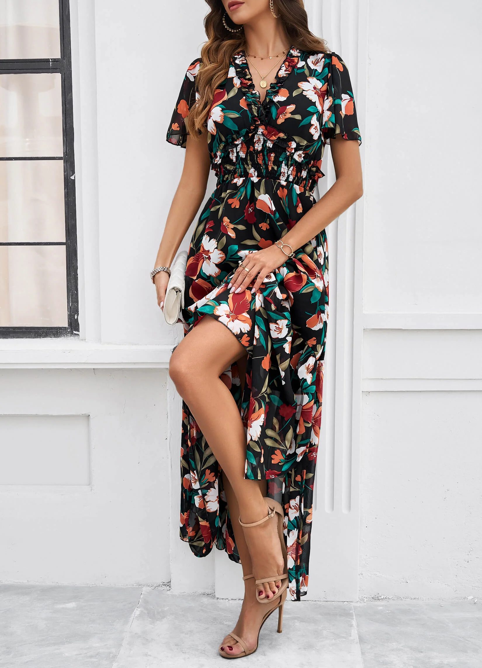 Fiora Floral Maxi Dress - black - Image 5
