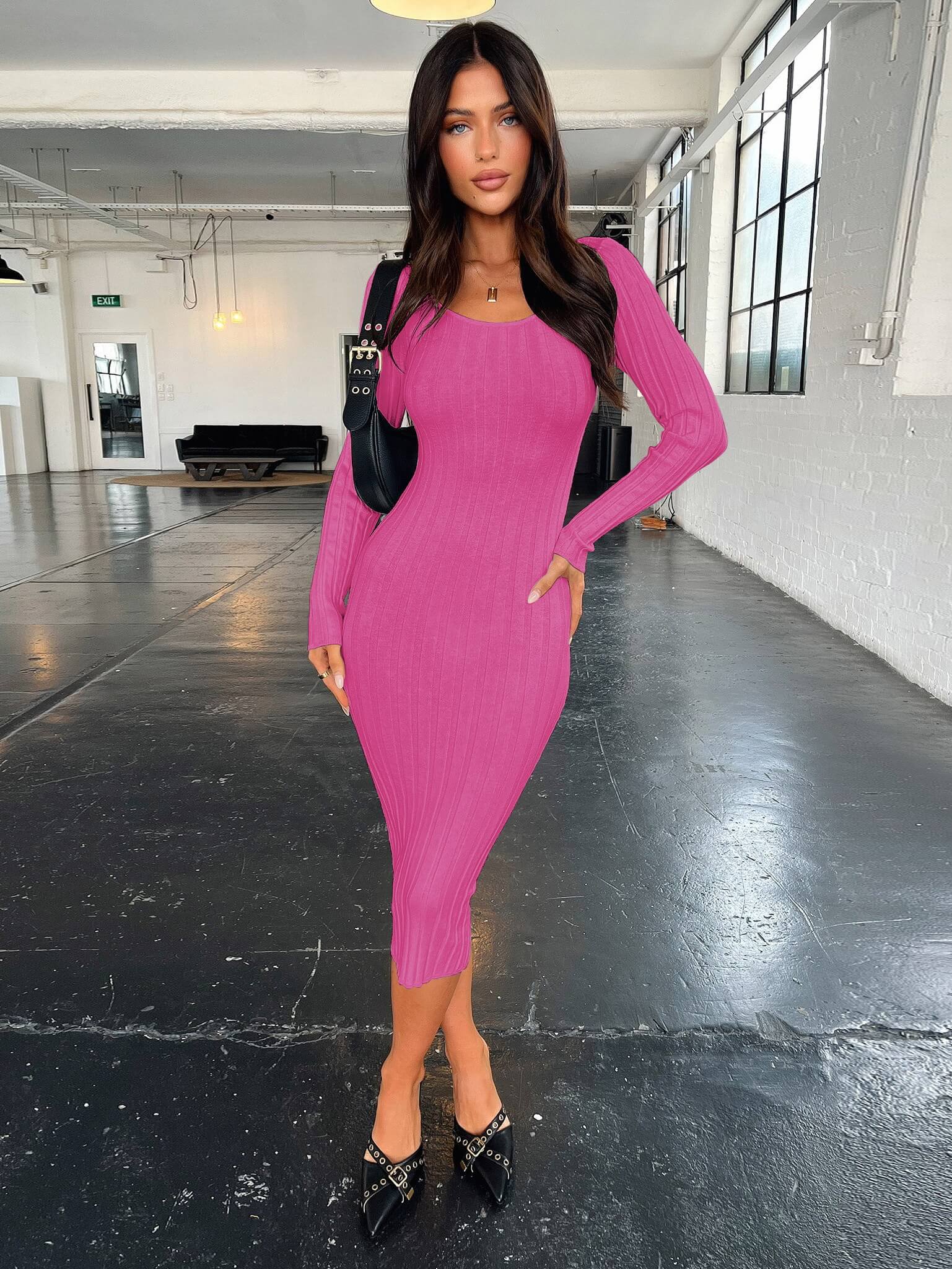 Fit Right In Ribbed Midi Sweater Dress - Image 14