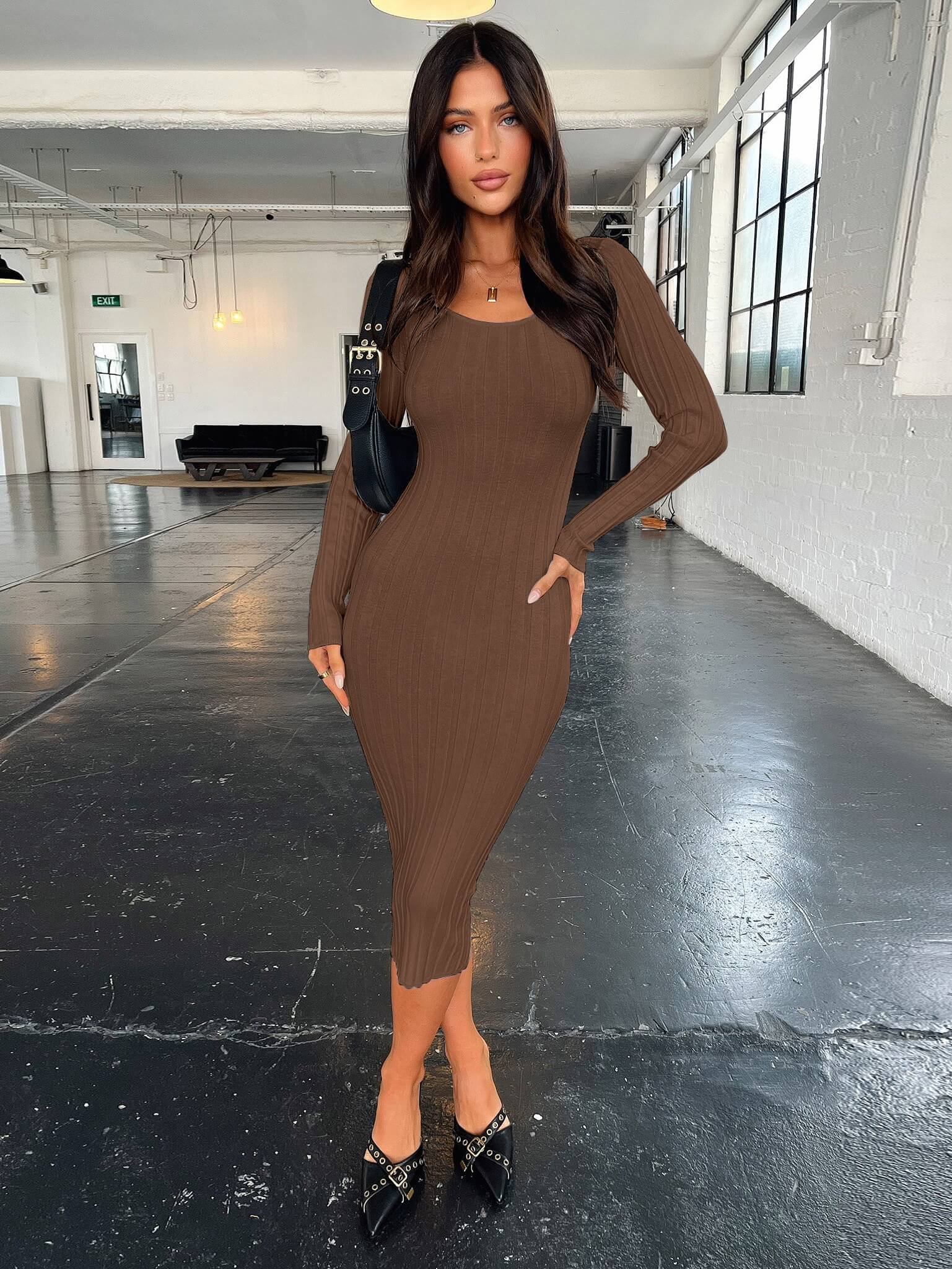 Fit Right In Ribbed Midi Sweater Dress - Image 5