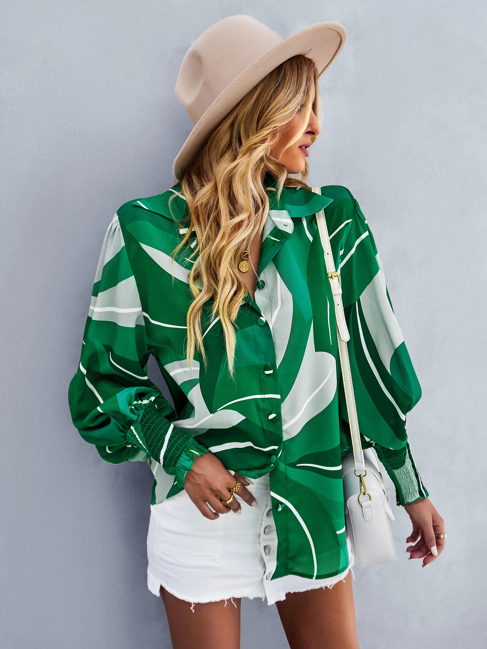 FLEETWOOD BLOUSE - GREEN PRINT - Image 5