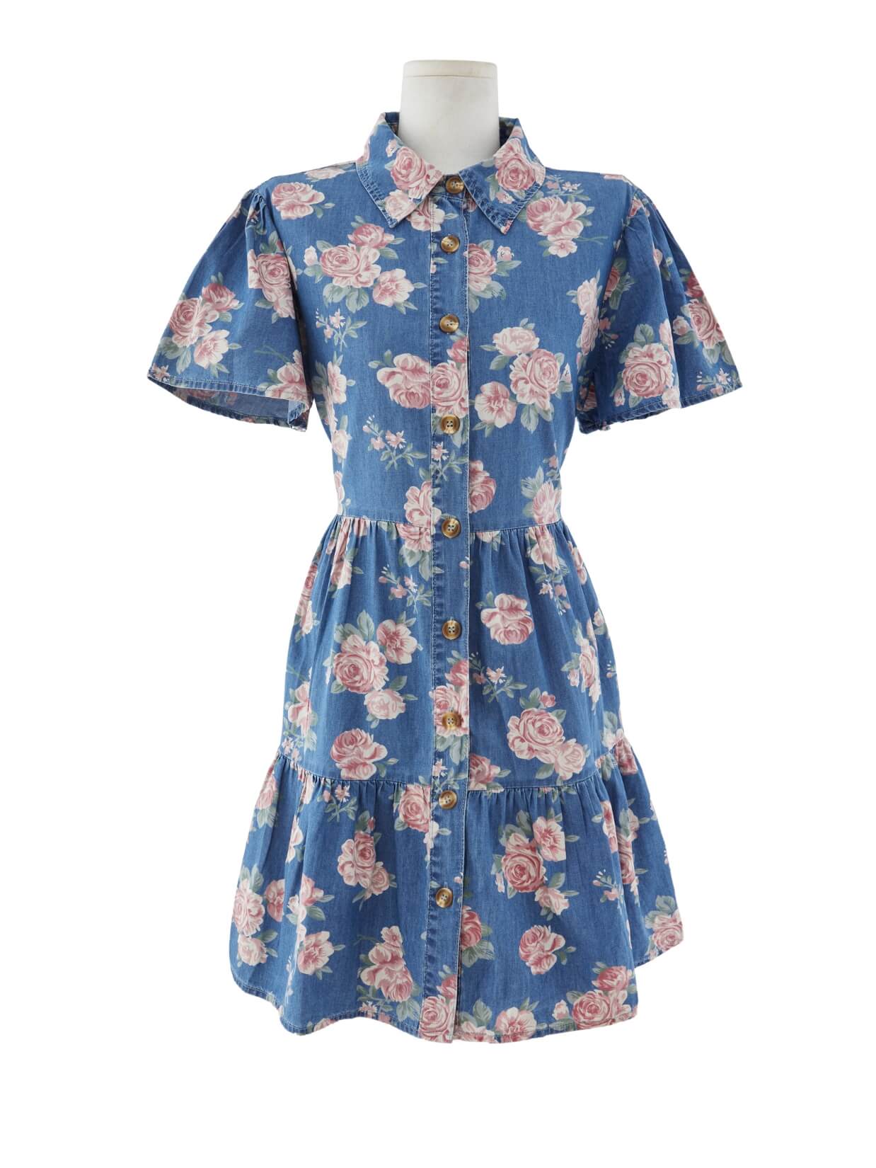Fleur Fantasy Rose Denim Mini Dress - denim - Image 7