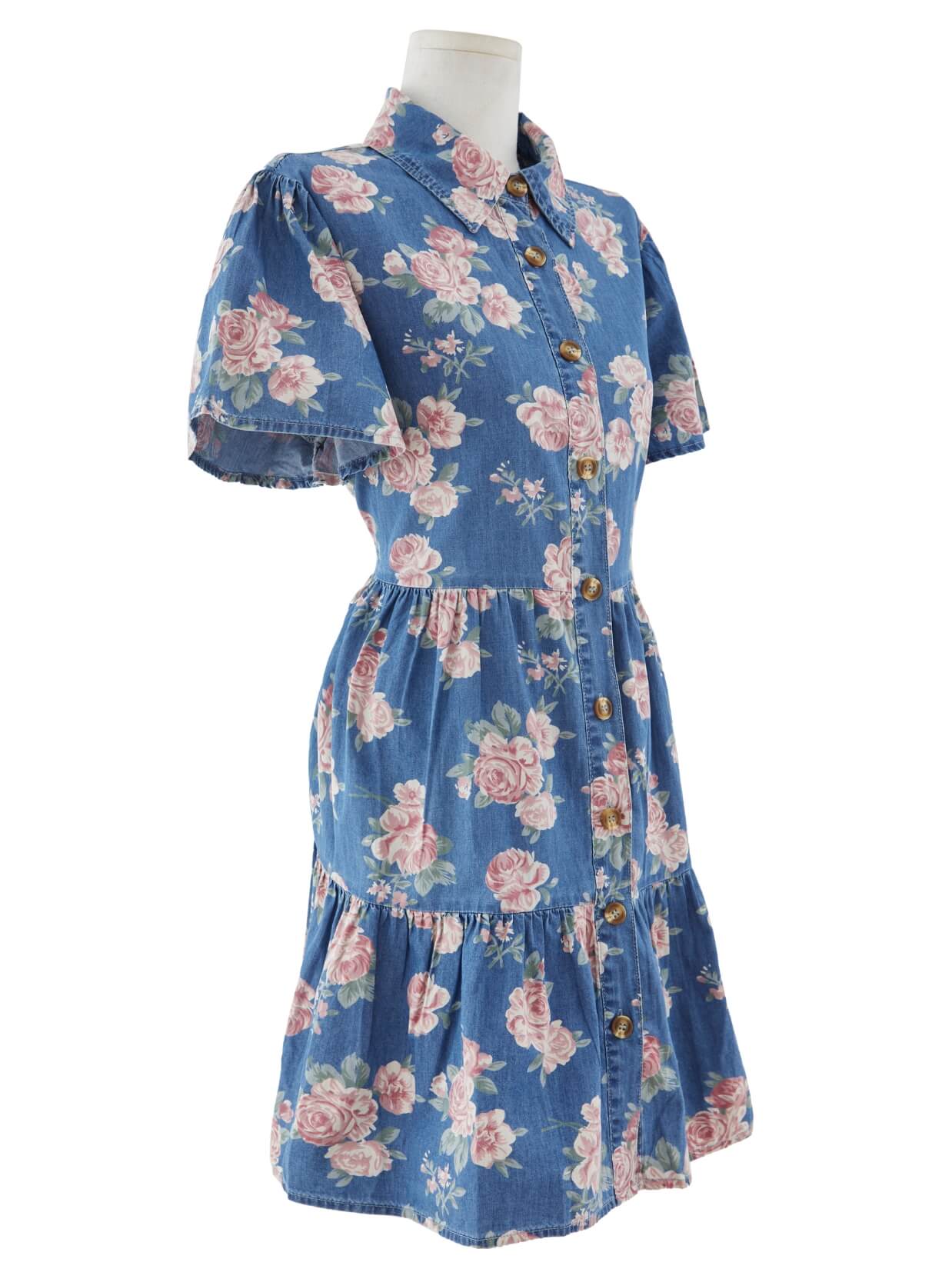 Fleur Fantasy Rose Denim Mini Dress - denim - Image 8