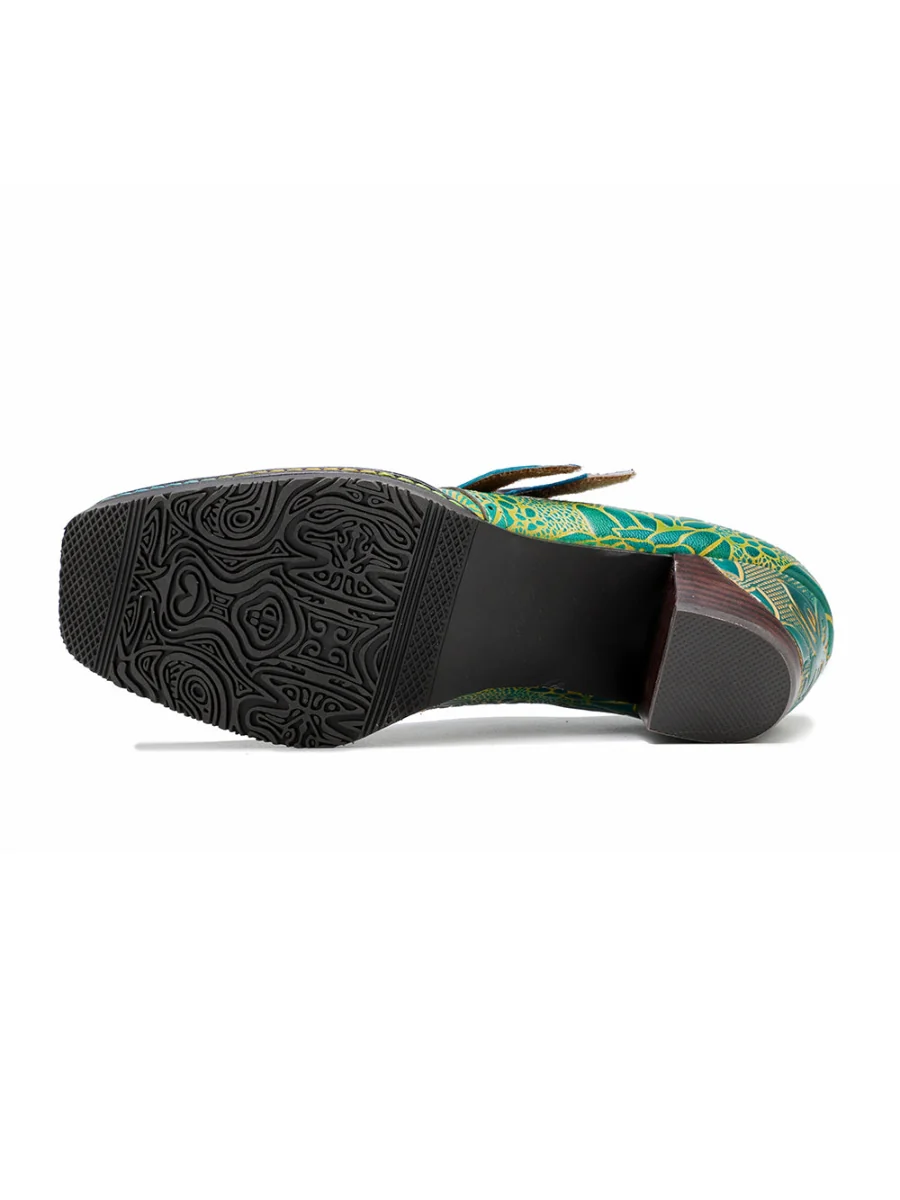 SOFFIA | Leather Floral Embossed Double Strap Monk Oxford - Image 8