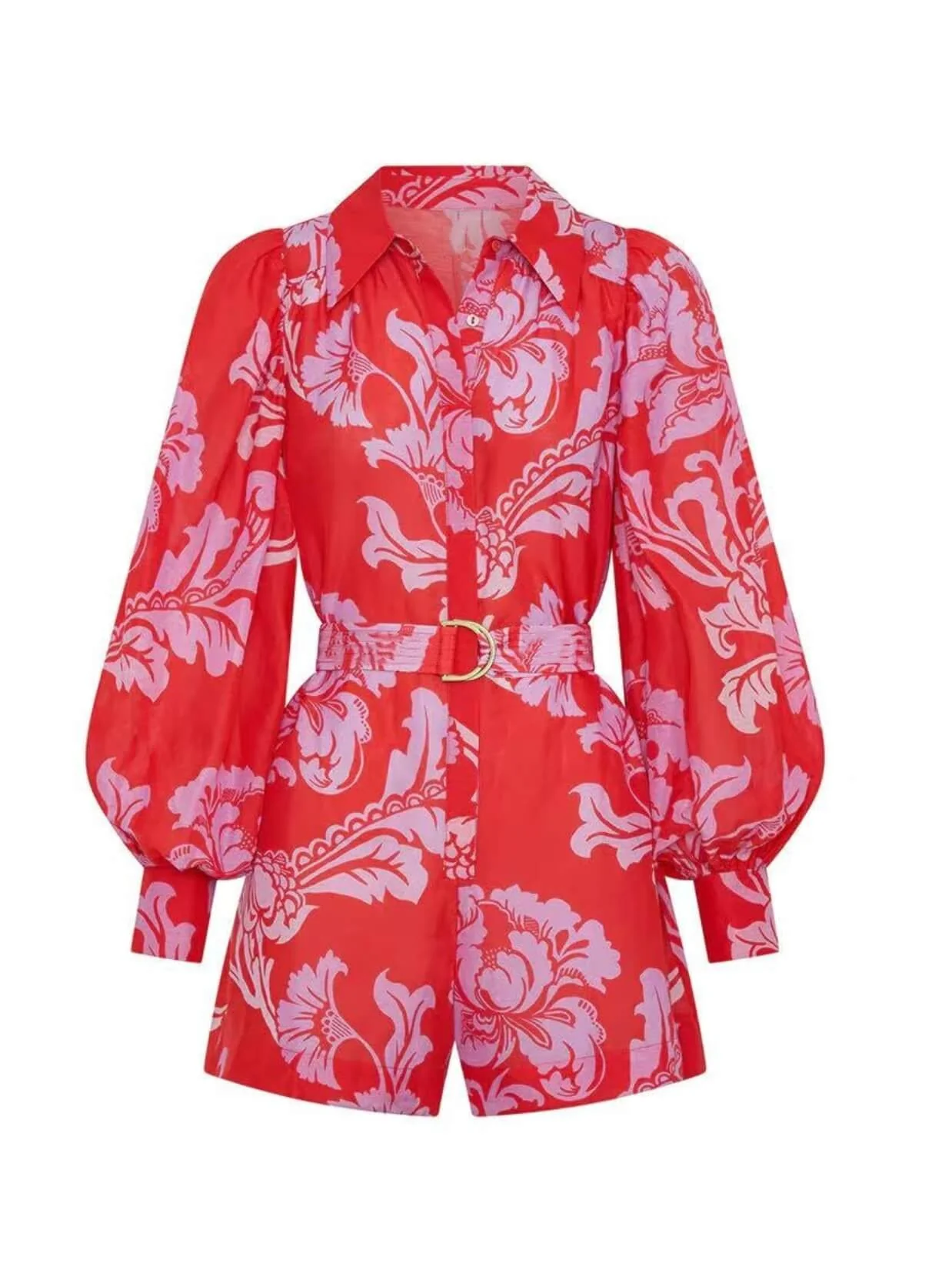 Florentine Floral Belt Waist Romper - Image 12