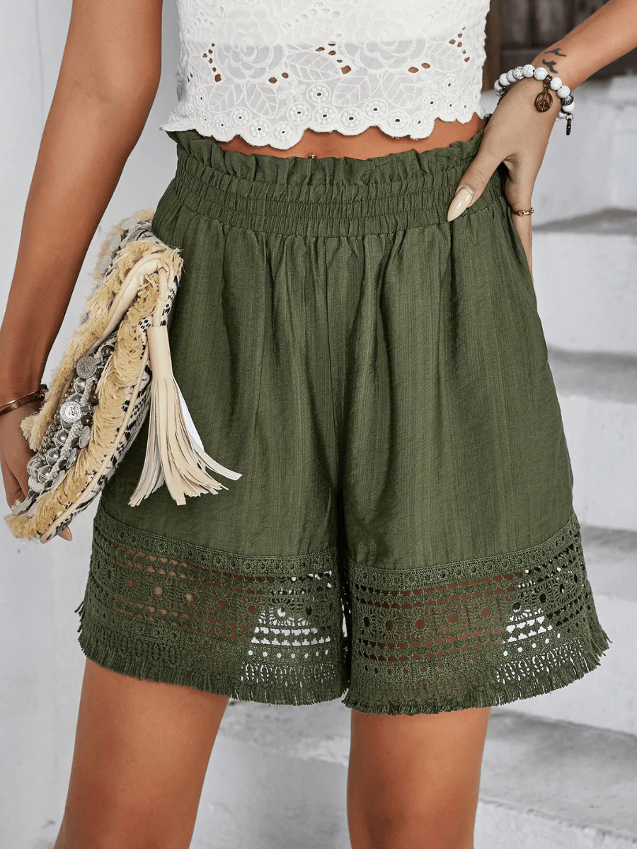 Florida High Rise Pocketed Lace Trim Shorts - Image 2
