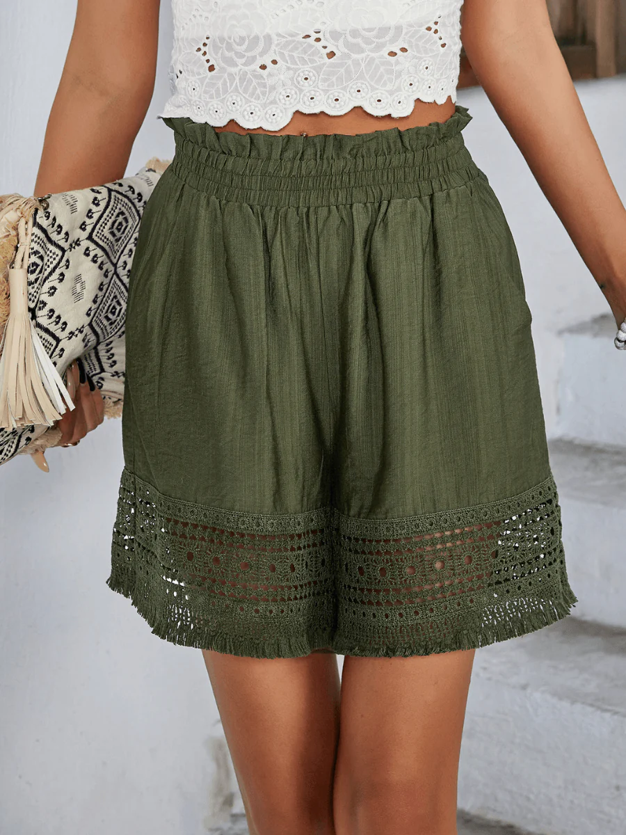 Florida High Rise Pocketed Lace Trim Shorts - Image 3