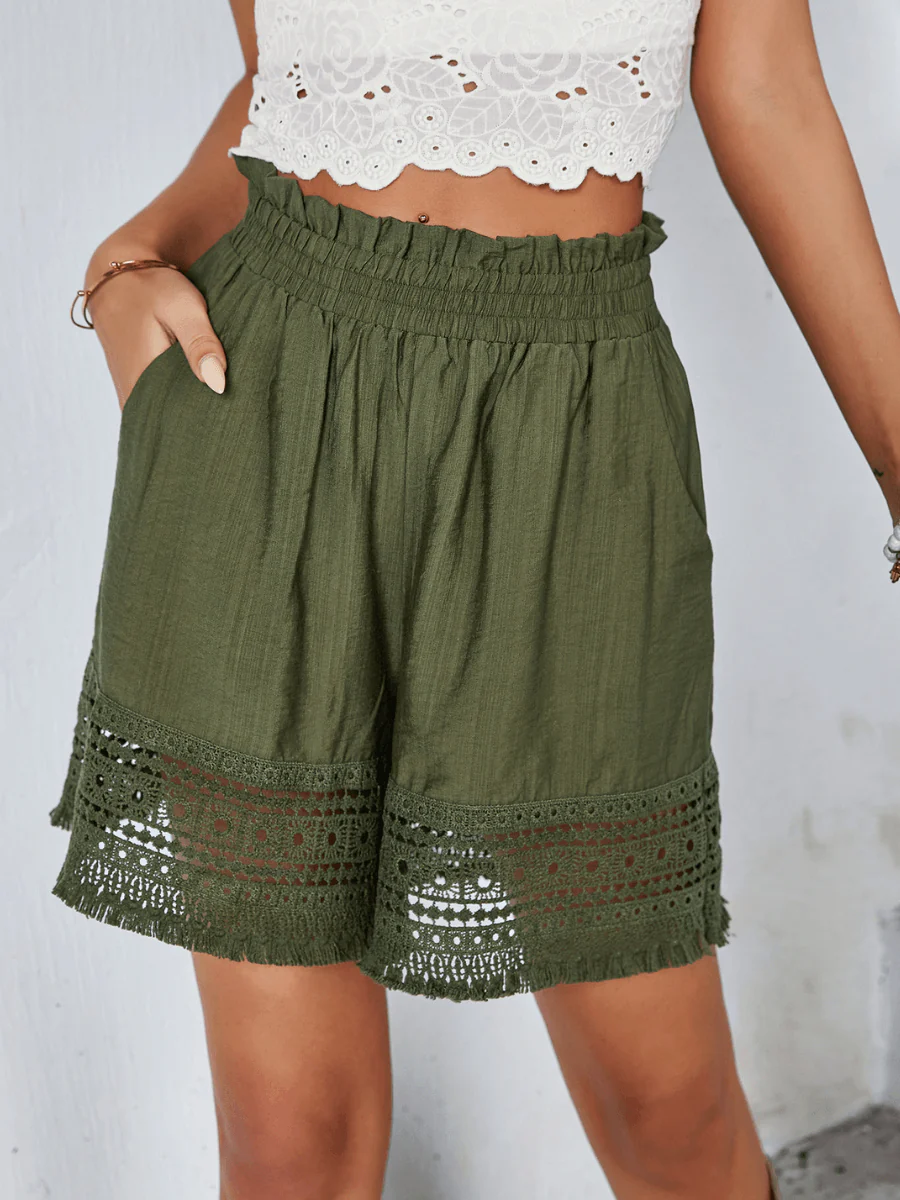 Florida High Rise Pocketed Lace Trim Shorts - Image 4