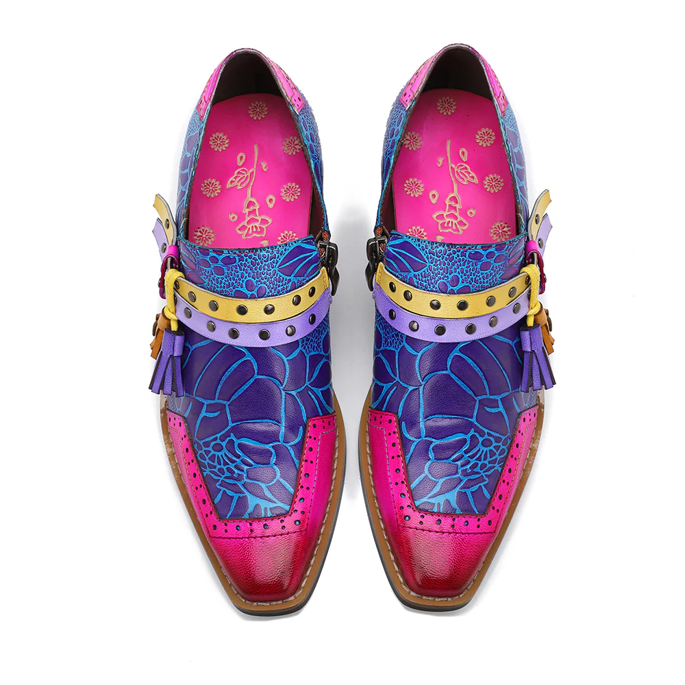 SOFFIA | Flower-Accent Genuine Leather Booties Oxford Shoes - Image 6