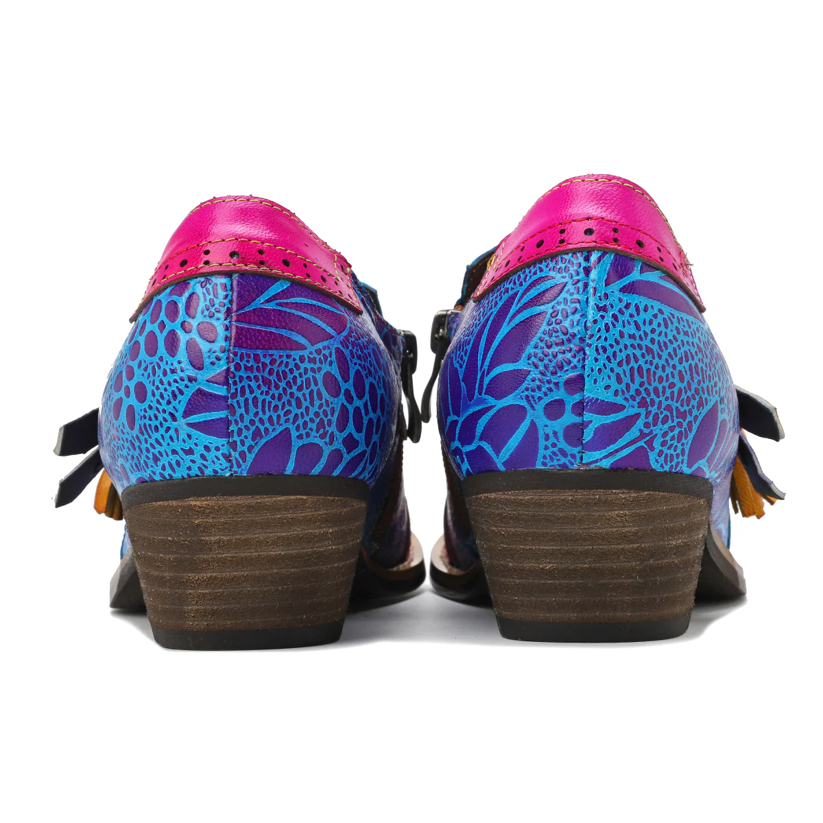 SOFFIA | Flower-Accent Genuine Leather Booties Oxford Shoes - Image 7