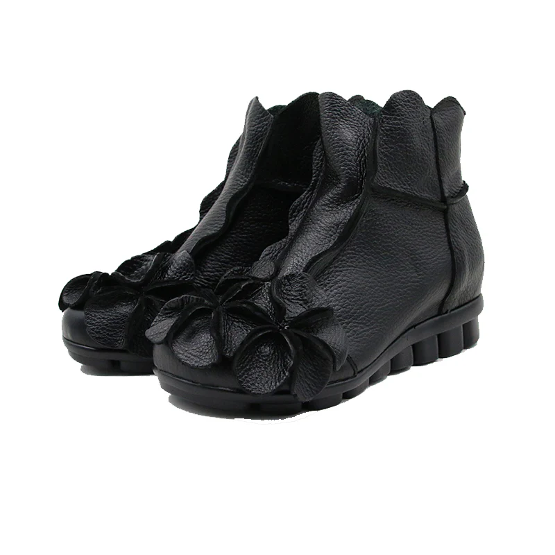 Rumour Has It | Flower Head Accent Sharon Leather Ankle Boots - Image 15