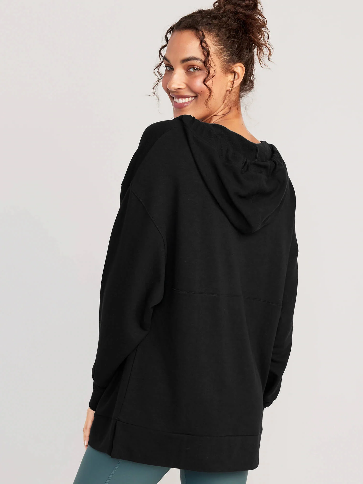 Forever Essential Pocketed Cotton Blend Hoodie - Black - Image 2