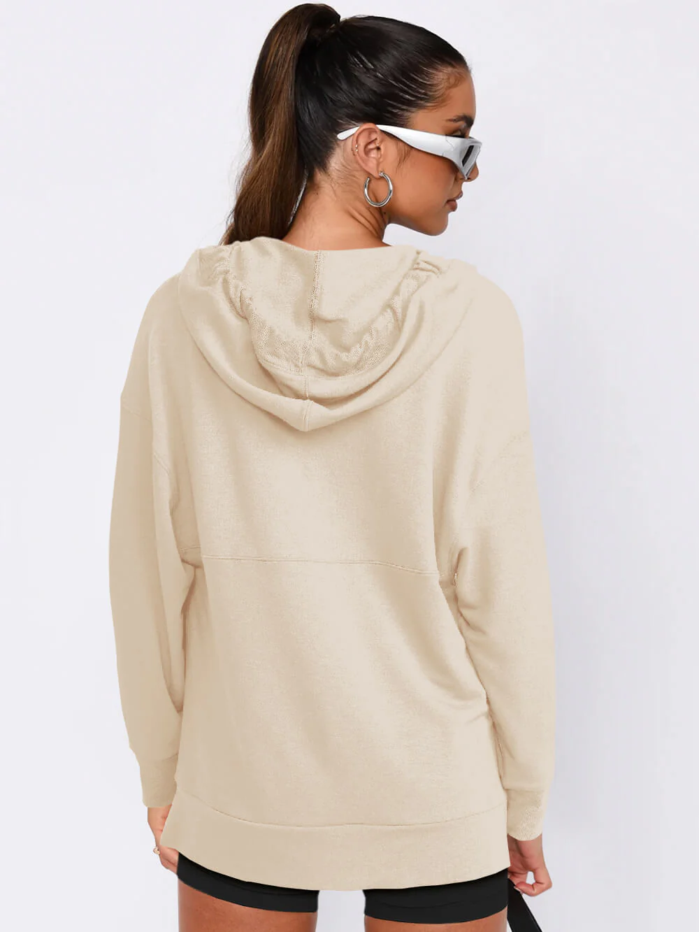 Forever Essential Pocketed Cotton Blend Hoodie - Neutral - Image 5