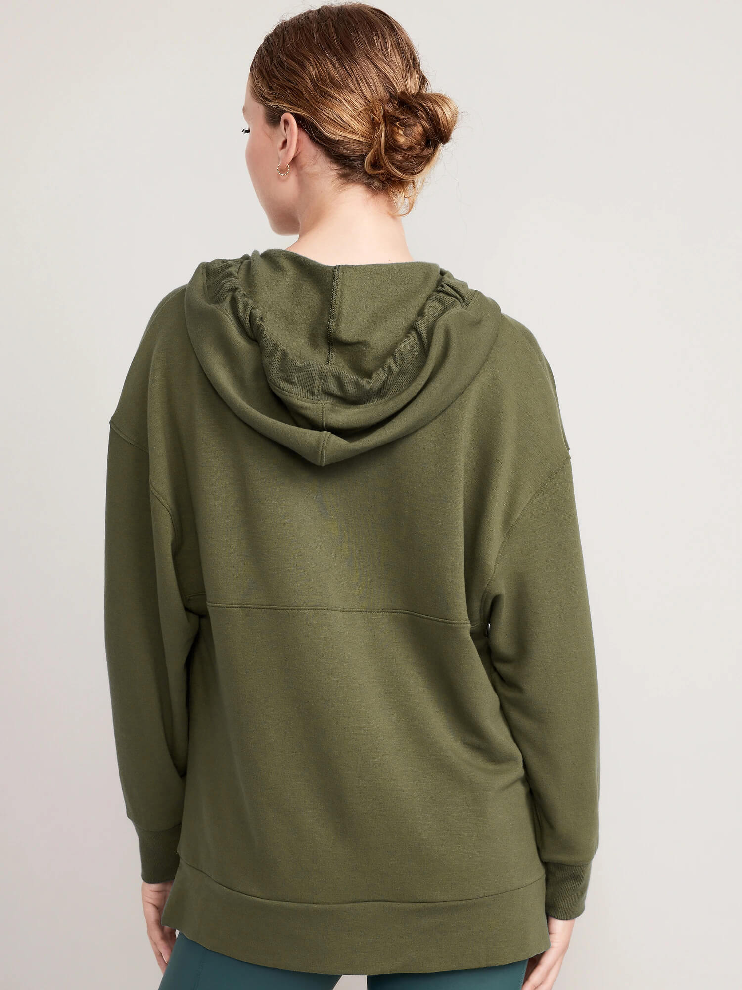 Forever Essential Pocketed Cotton Blend Hoodie - Olive - Image 3