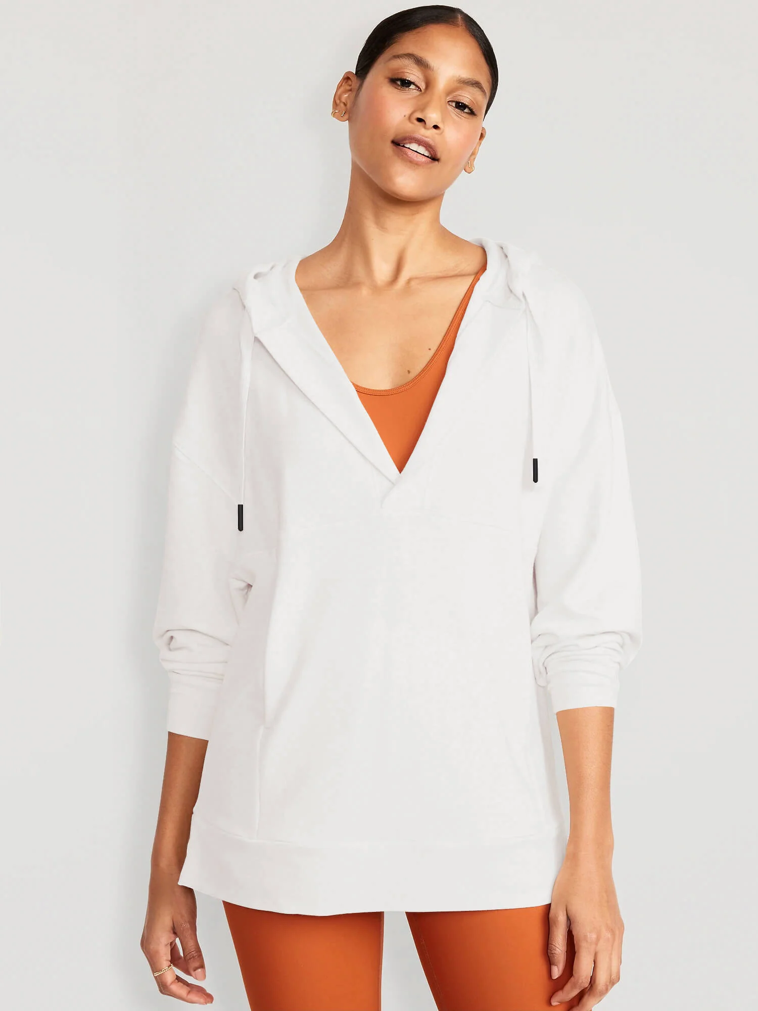 Forever Essential Pocketed Cotton Blend Hoodie - White - Image 2