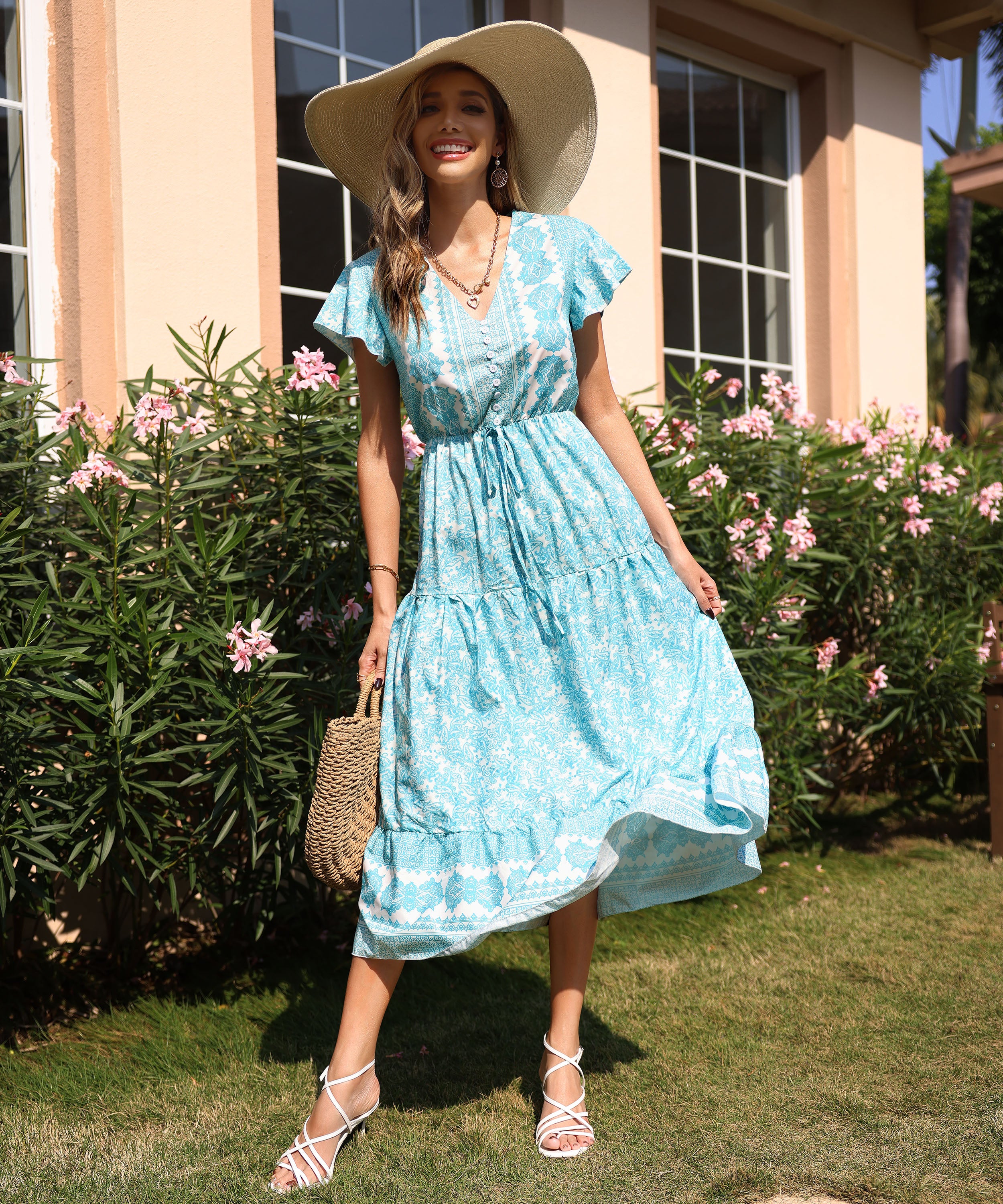 FREDDIE MAXI DRESS - GREEN PRINT - Image 6