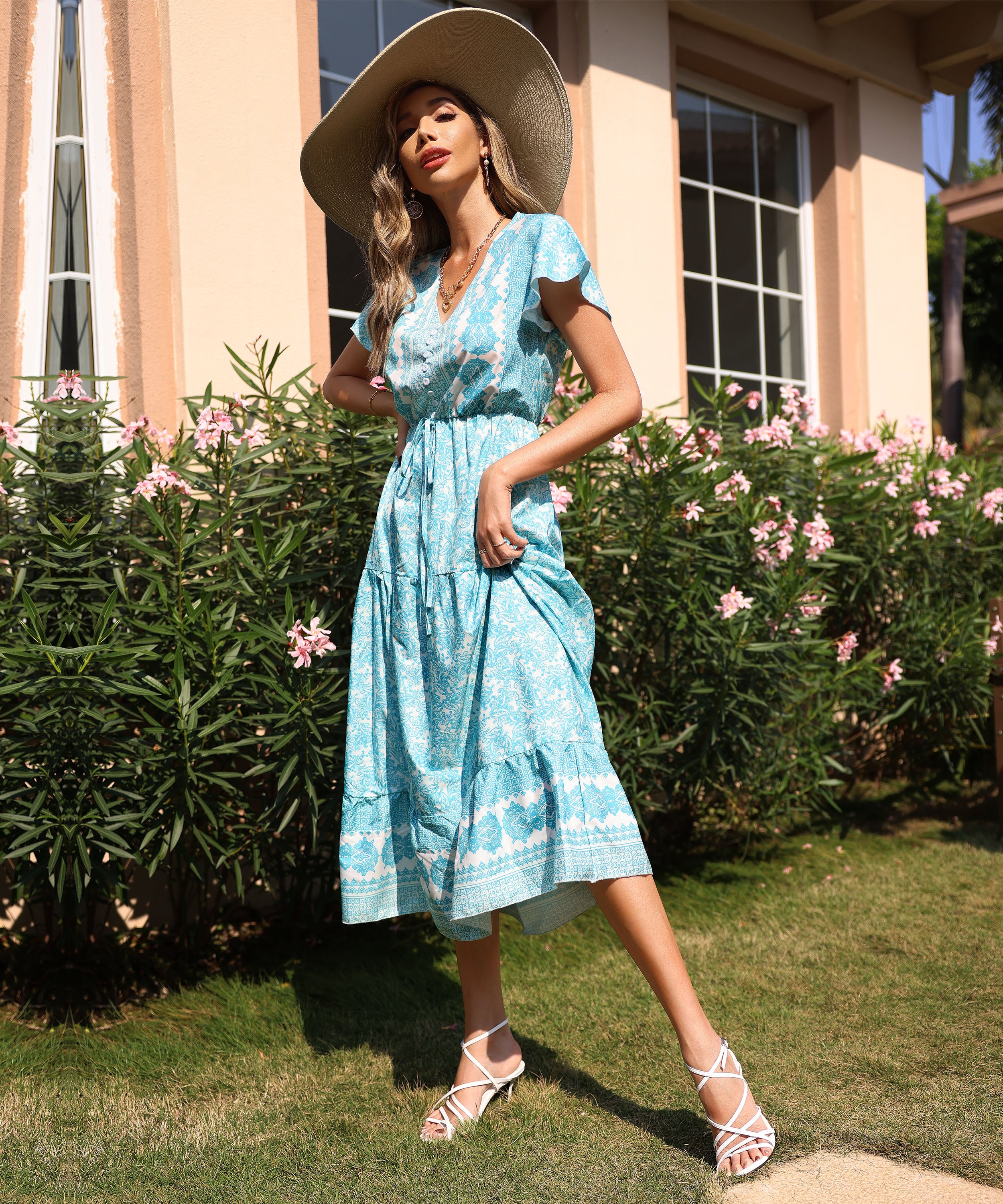 FREDDIE MAXI DRESS - GREEN PRINT - Image 7