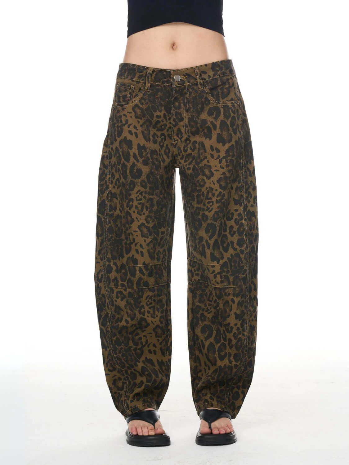 Free Cove Mid Rise Barrel Jeans - cheetah - Image 5