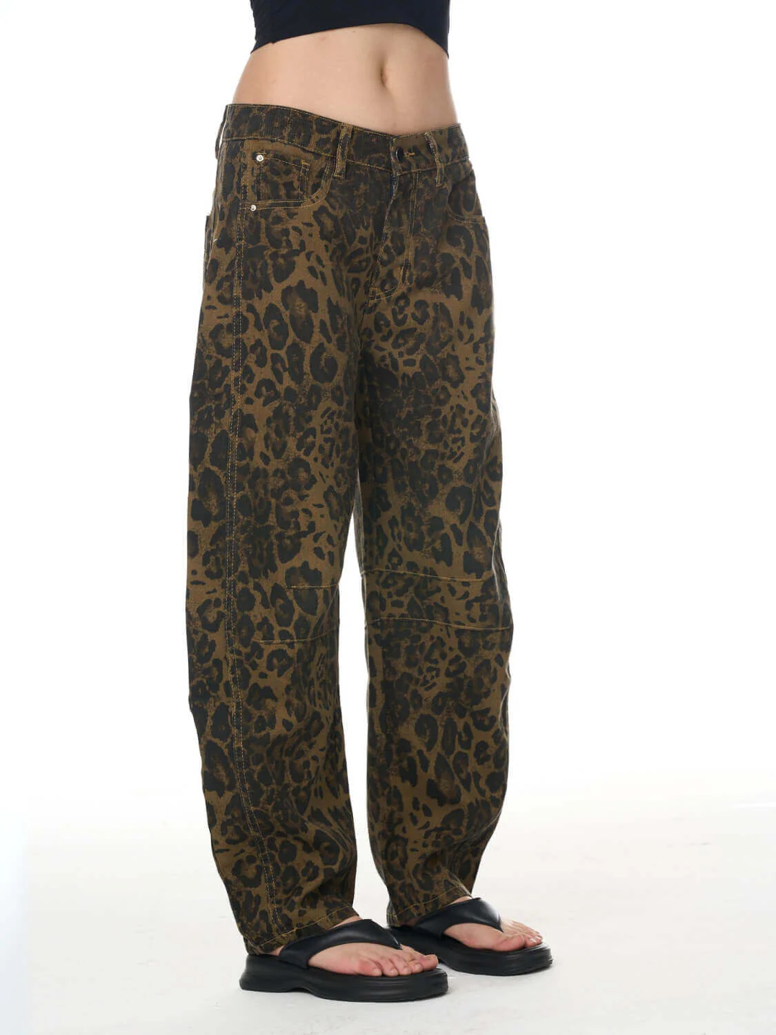 Free Cove Mid Rise Barrel Jeans - cheetah - Image 6