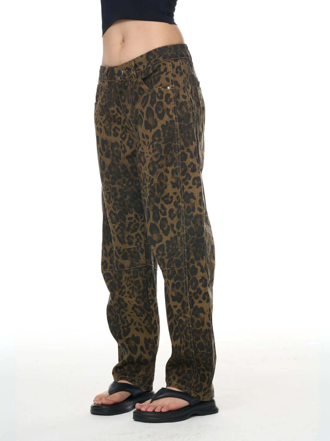 Free Cove Mid Rise Barrel Jeans - cheetah - Image 8