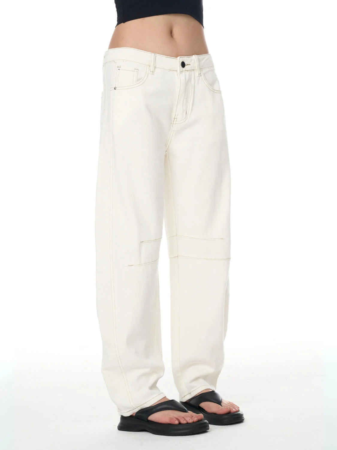 Free Cove Mid Rise Barrel Jeans - ivory - Image 6