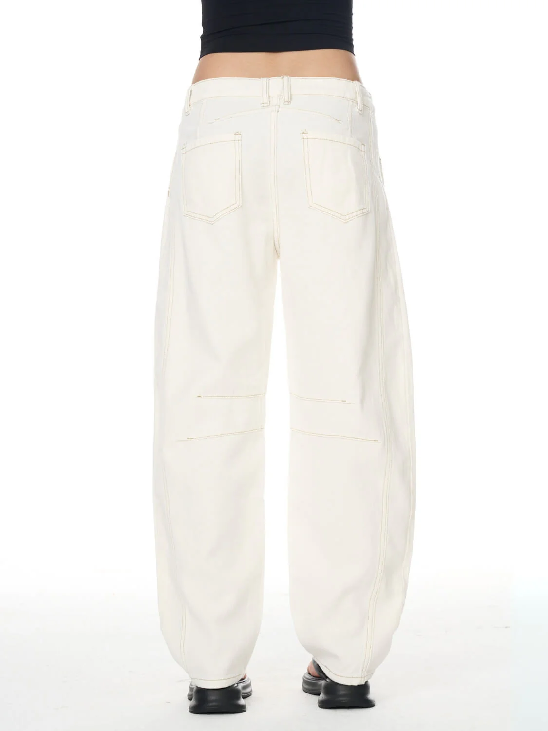 Free Cove Mid Rise Barrel Jeans - ivory - Image 7