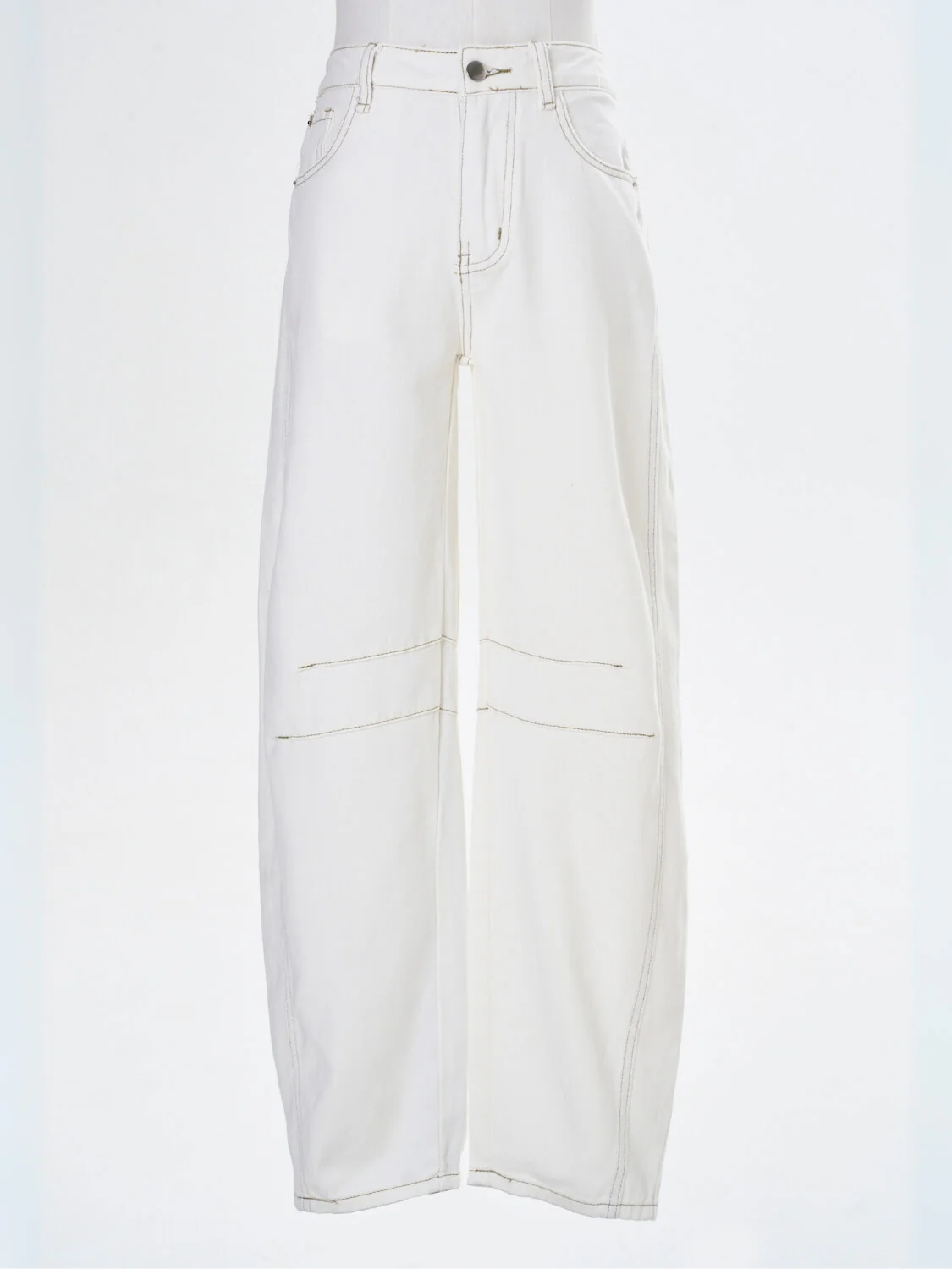 Free Cove Mid Rise Barrel Jeans - ivory - Image 8