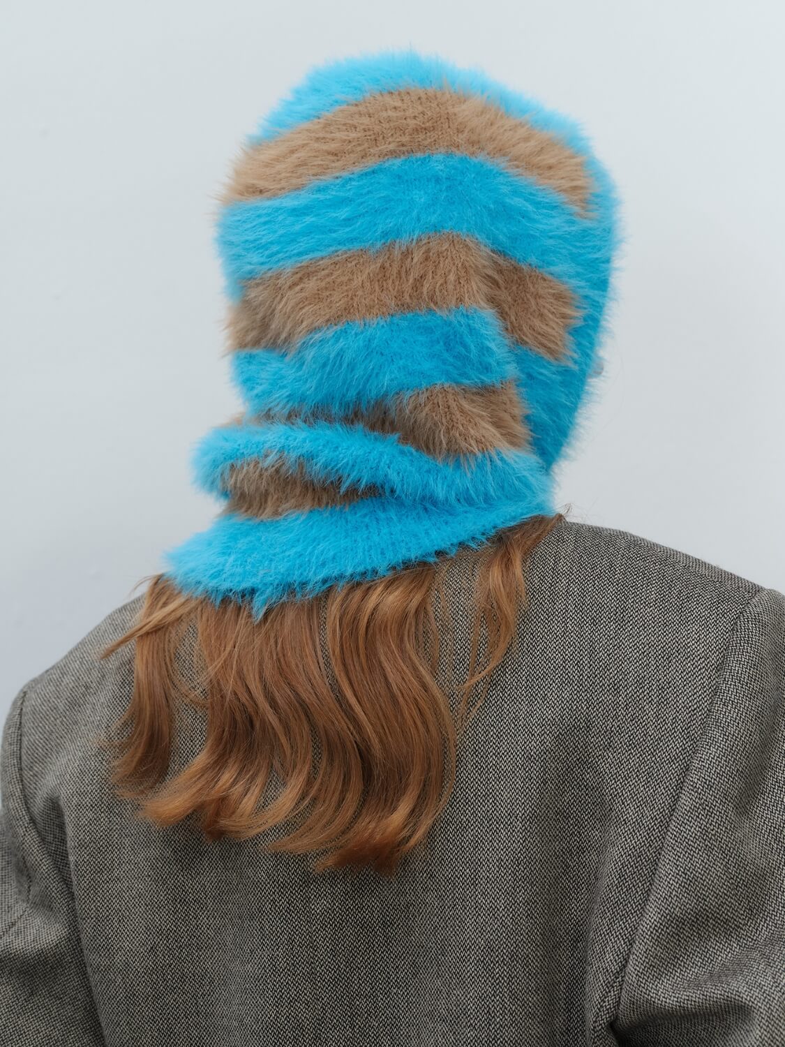 French Style Faux Mink Fur Balaclava Knit Hat - blue - Image 7