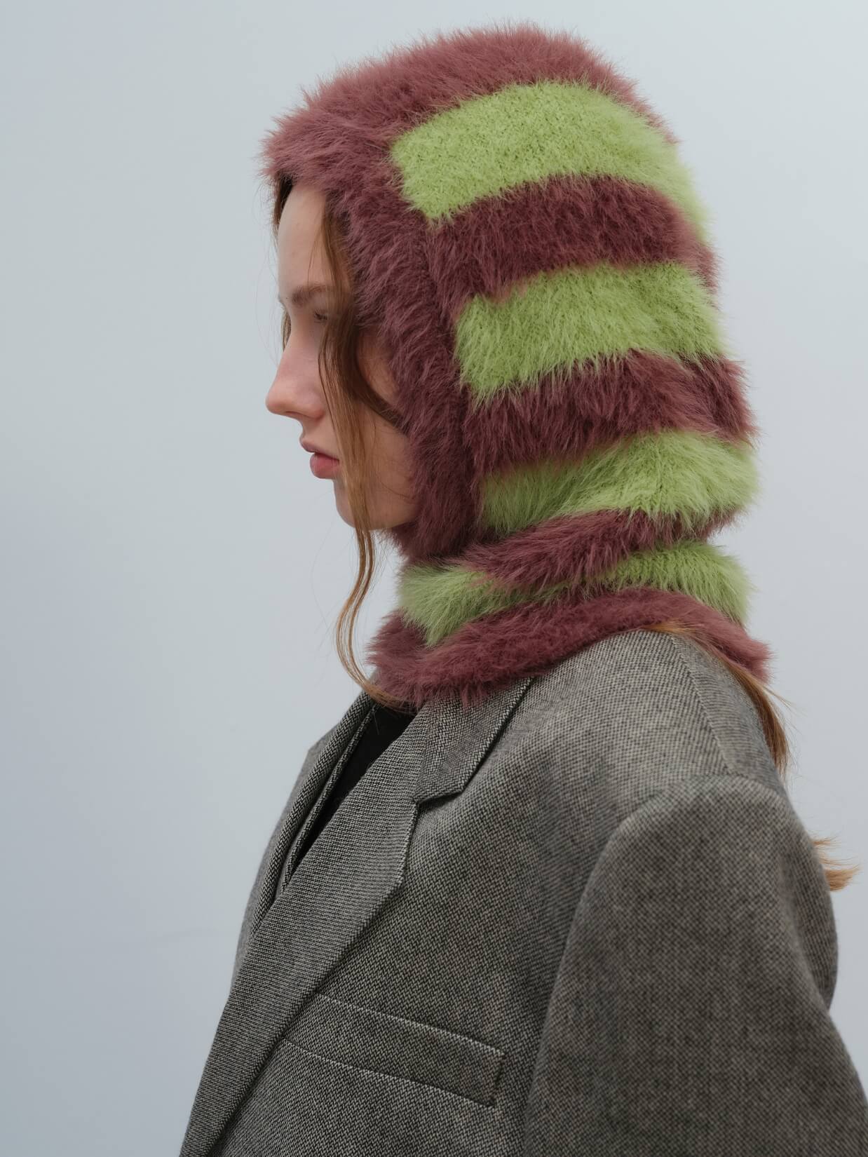 French Style Faux Mink Fur Balaclava Knit Hat - brown - Image 5