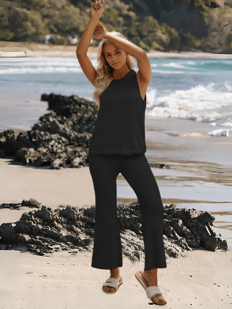 Fresh Breeze Knit Matching Set - Black