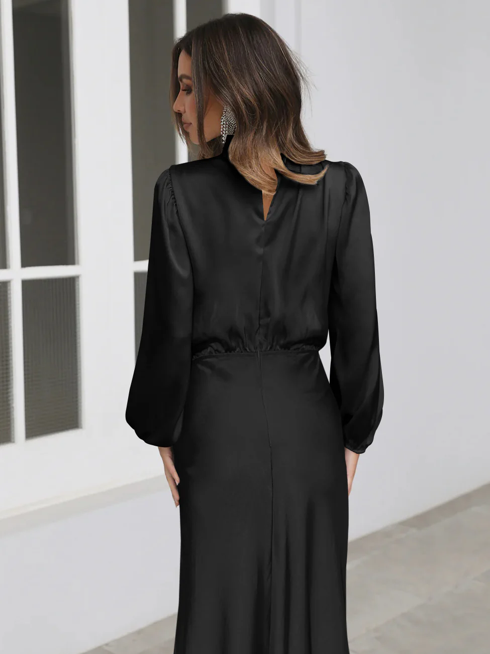 FROM THE SOURCE HIGH NECK BRIDAL MAXI DRESS - BLACK - Image 4