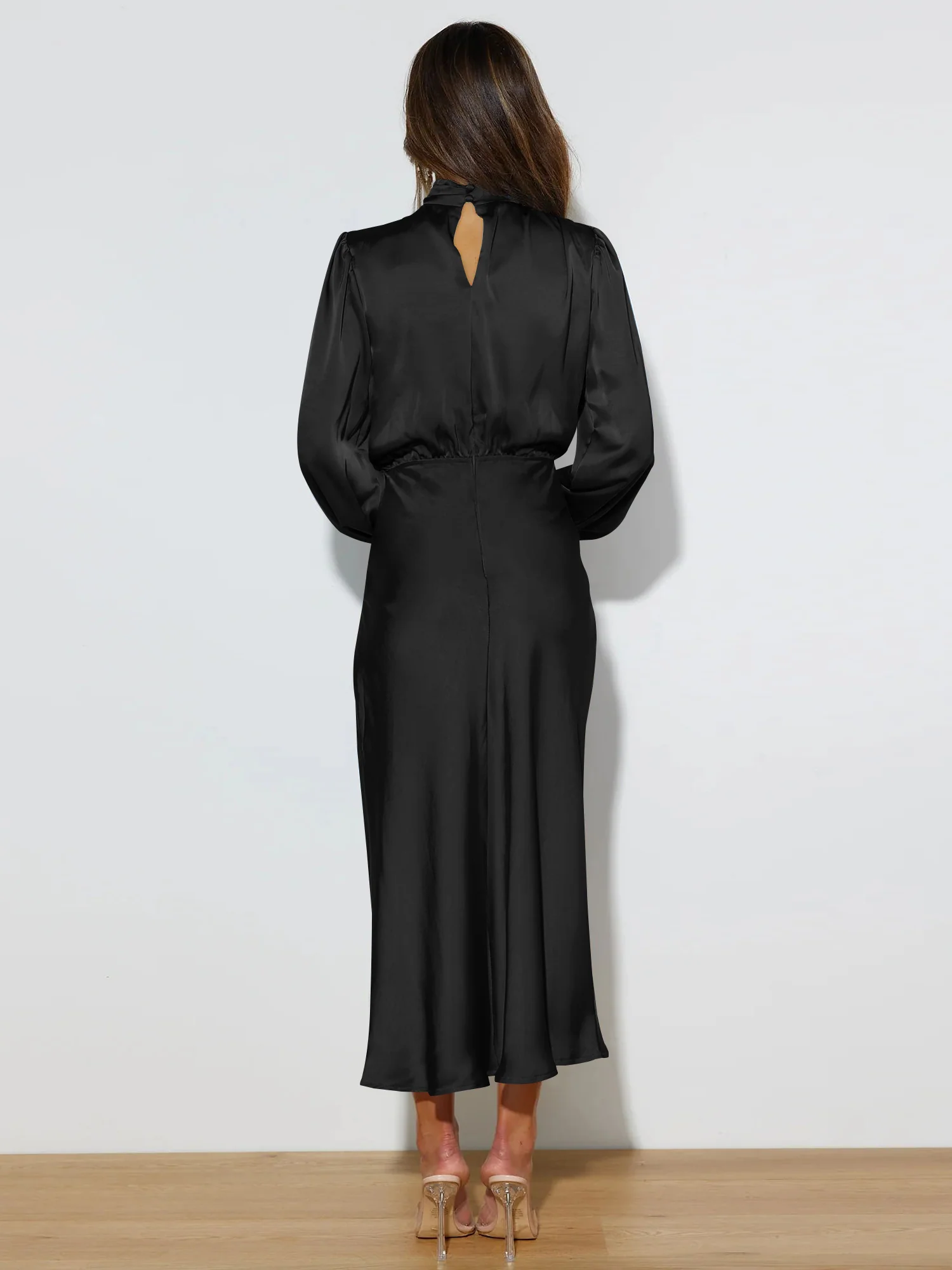 FROM THE SOURCE HIGH NECK BRIDAL MAXI DRESS - BLACK - Image 8